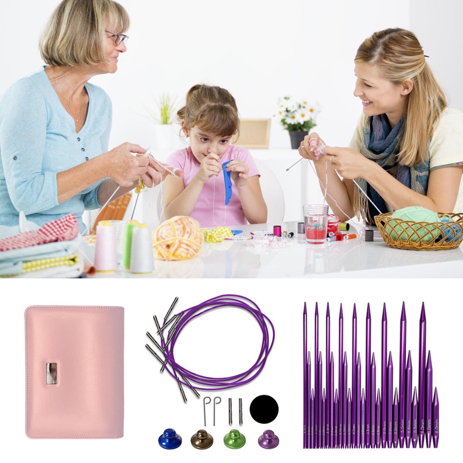Rundstricknadel 3, 0–6, 0 mm, austauschbares Rundstricknadel Set mit Etui und Zubehör Basteln Rundstricknadel Set mit Zubehör