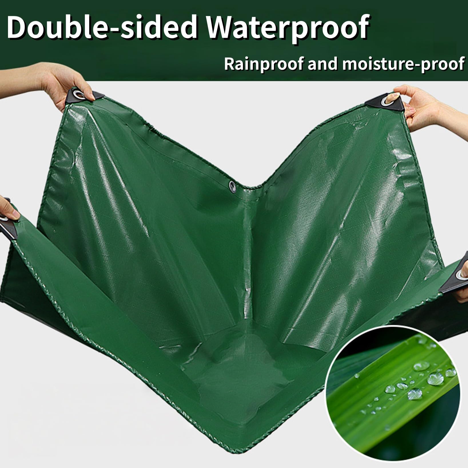 Wodoodporna Plandeka Osłonowa 160 x 200 cm Wytrzymała, Materiał Pvc, Wodoodporna Osłona Najwyższej Jakości Wzmocnione Krawędzie, Z Oczkami Na Ogród Trawnik Rośliny Kury, Zielony
