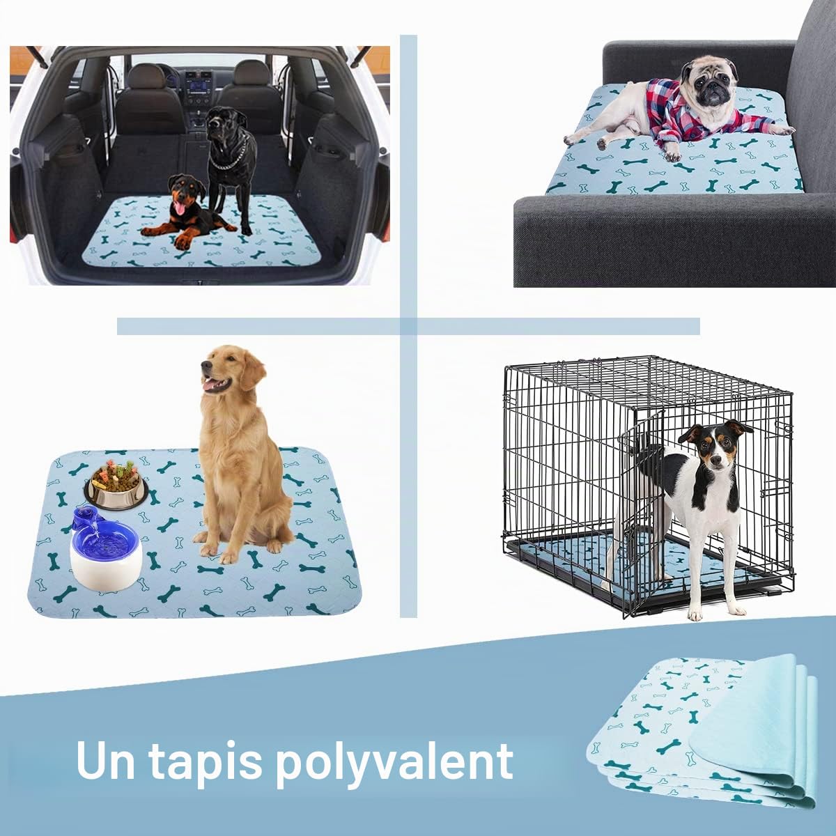 Tapis Absorbant Chien Réutilisable Tapis Chien Pipi Lavable Tapis de Propreté Chien Lot de 3 Tapis Educateur Chien Ultra Large 75*89CM