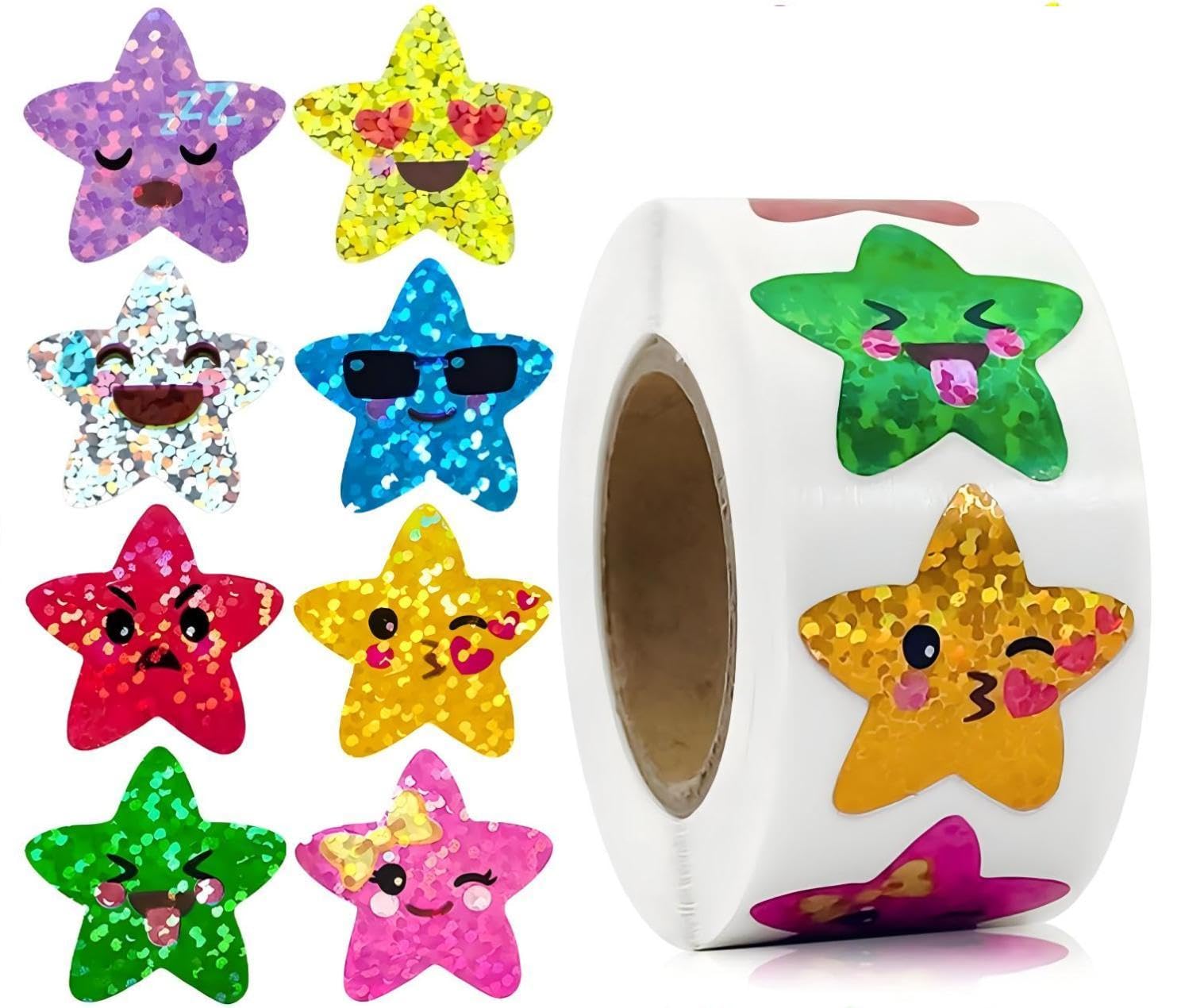1800-Pack Mini Holographic Stickers – Tiny Foil Stars & Hearts