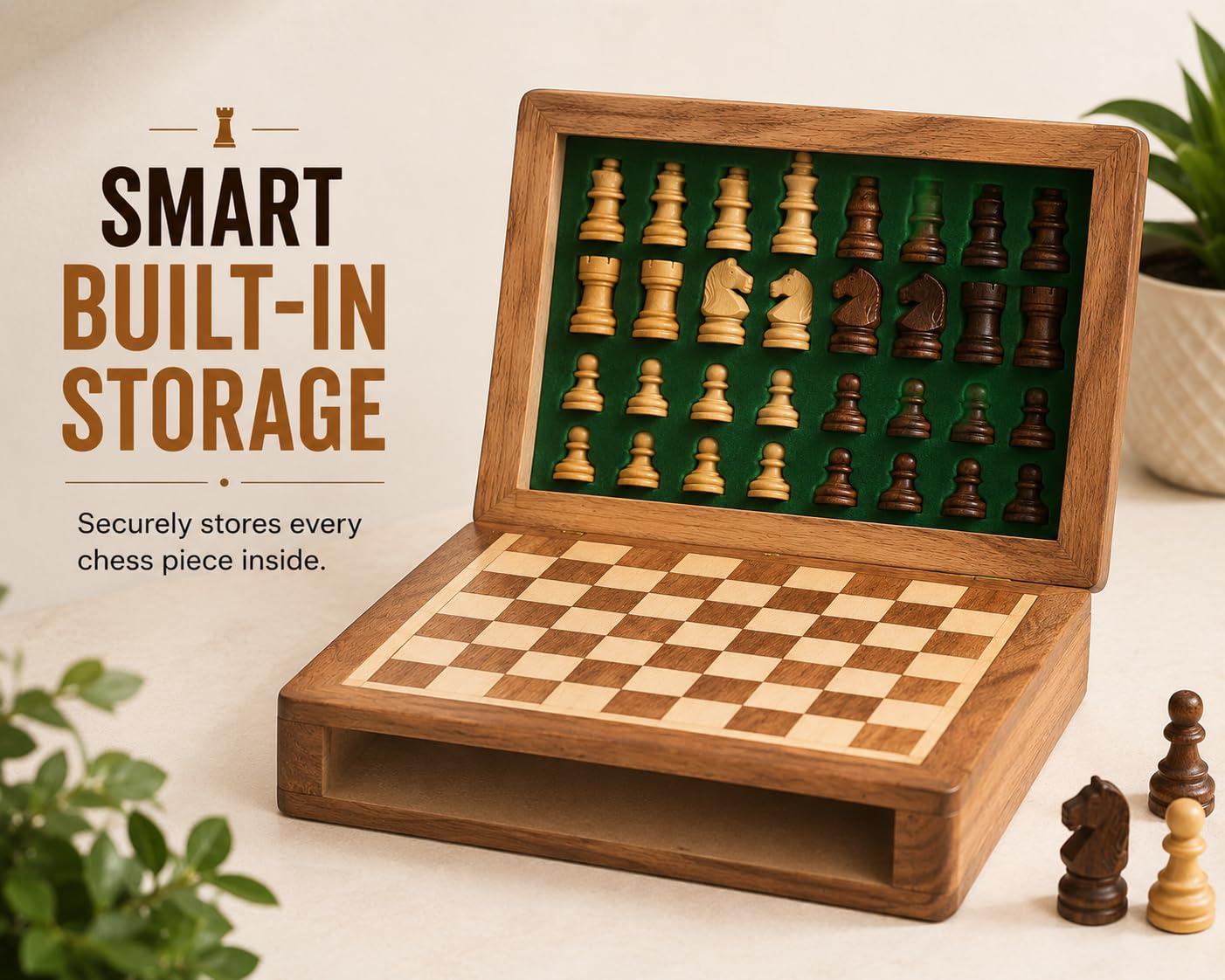 Handgefertigtes, personalisiertes Luxus-Schach-Set für Herren, personalisiertes Geschenk, magnetisches Holzschach-Set, Reise-Schachspiele, Geburtstagsgeschenk, Schachgeschenk, 12,7