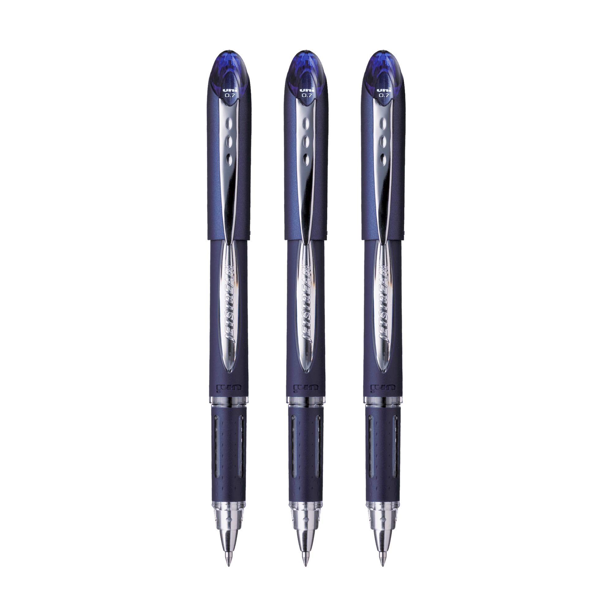 UNI-BALL Jetstream SX217 1.0mm Roller Ball Pen | Extremely Quick Drying Ink | Waterproof Pigment Ink | Blue Ink, Pack of 3