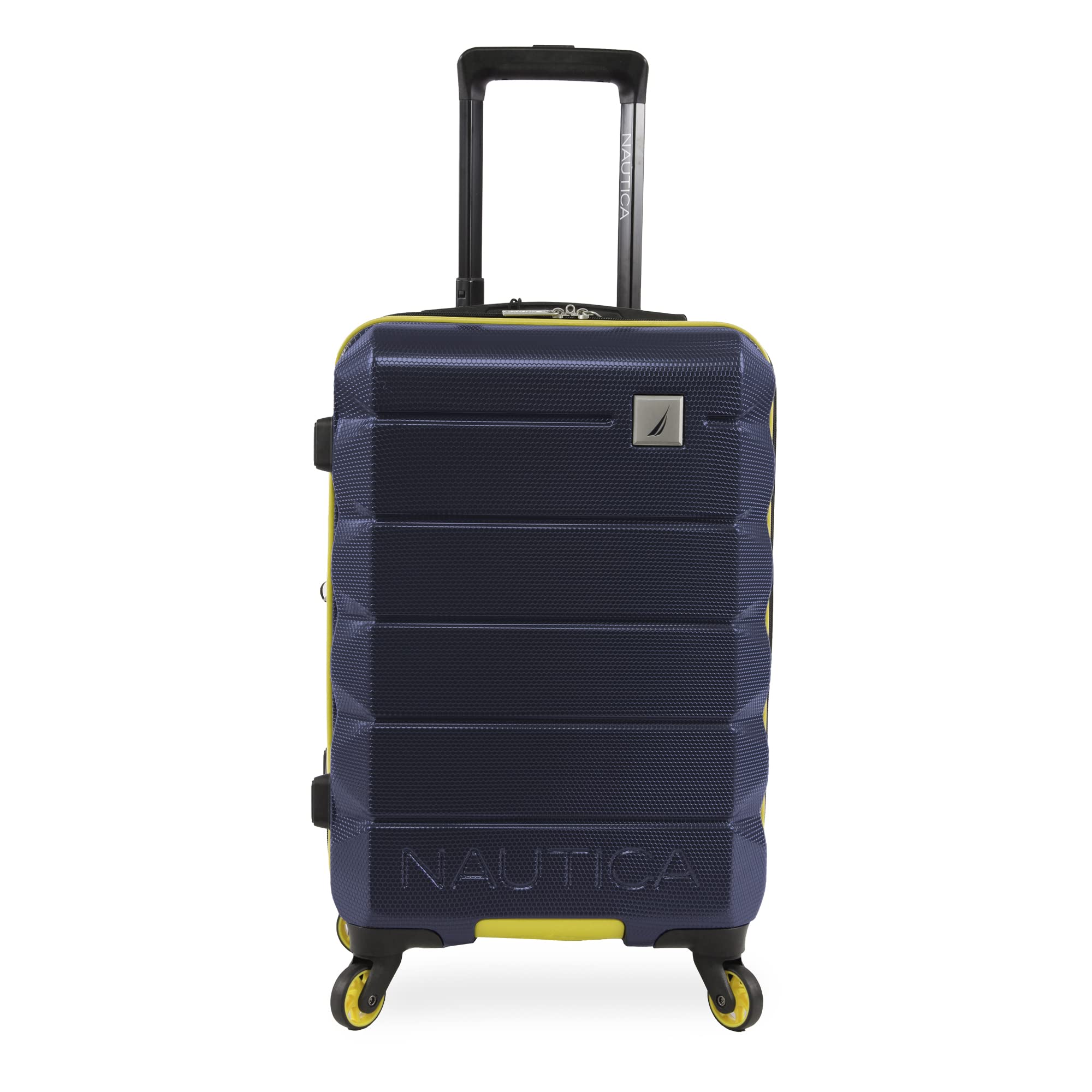 NAUTICA Quest Hardside Spinner Luggage, Navy/Yellow, CarryOn 21Inch