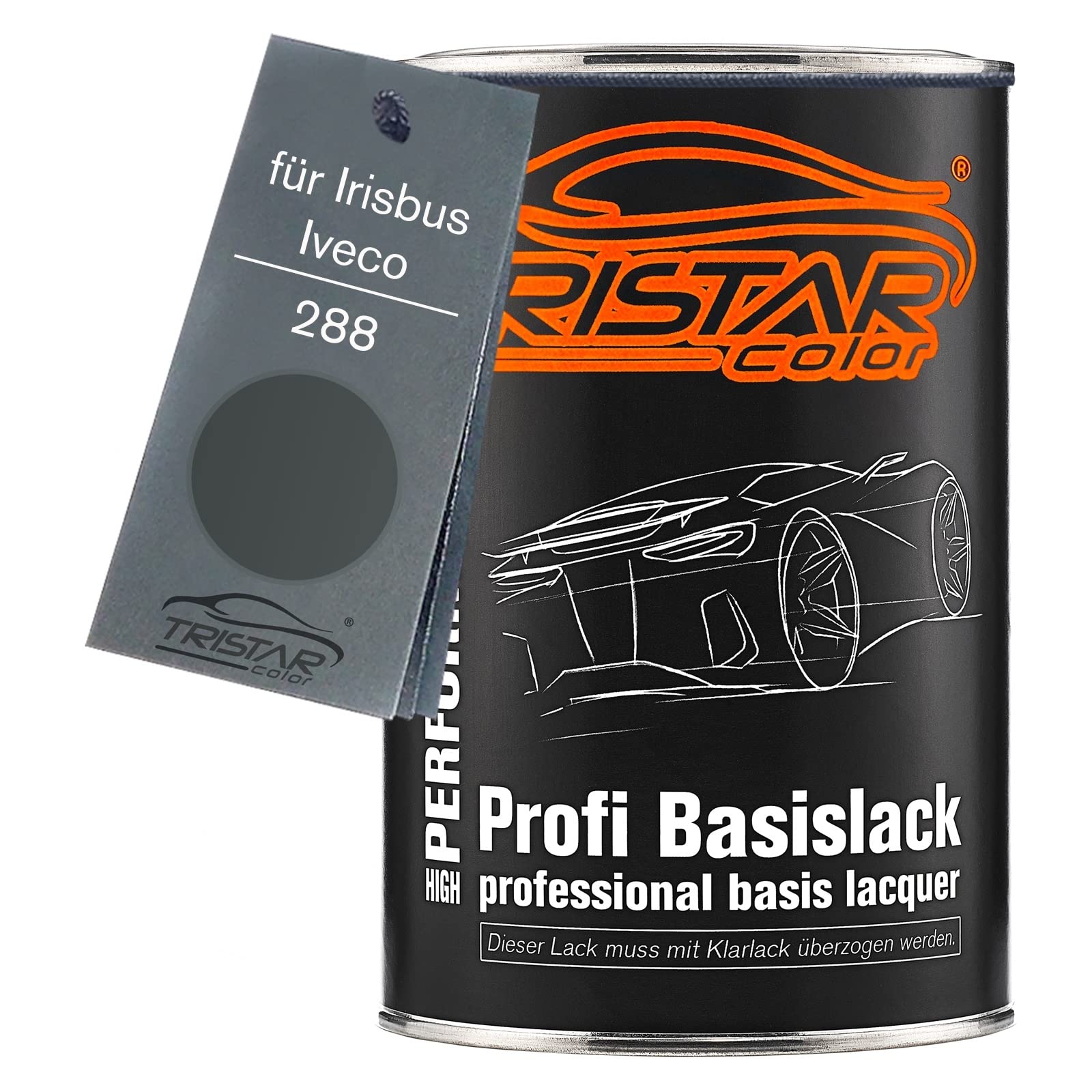TRISTARcolor Pintura automotriz Bote listo para pulverizar para Irisbus/Iveco 288 Grigio Scuro Paraur. / Pare Chocs Gris Mat Pintura base 1,0 litros 1000 ml