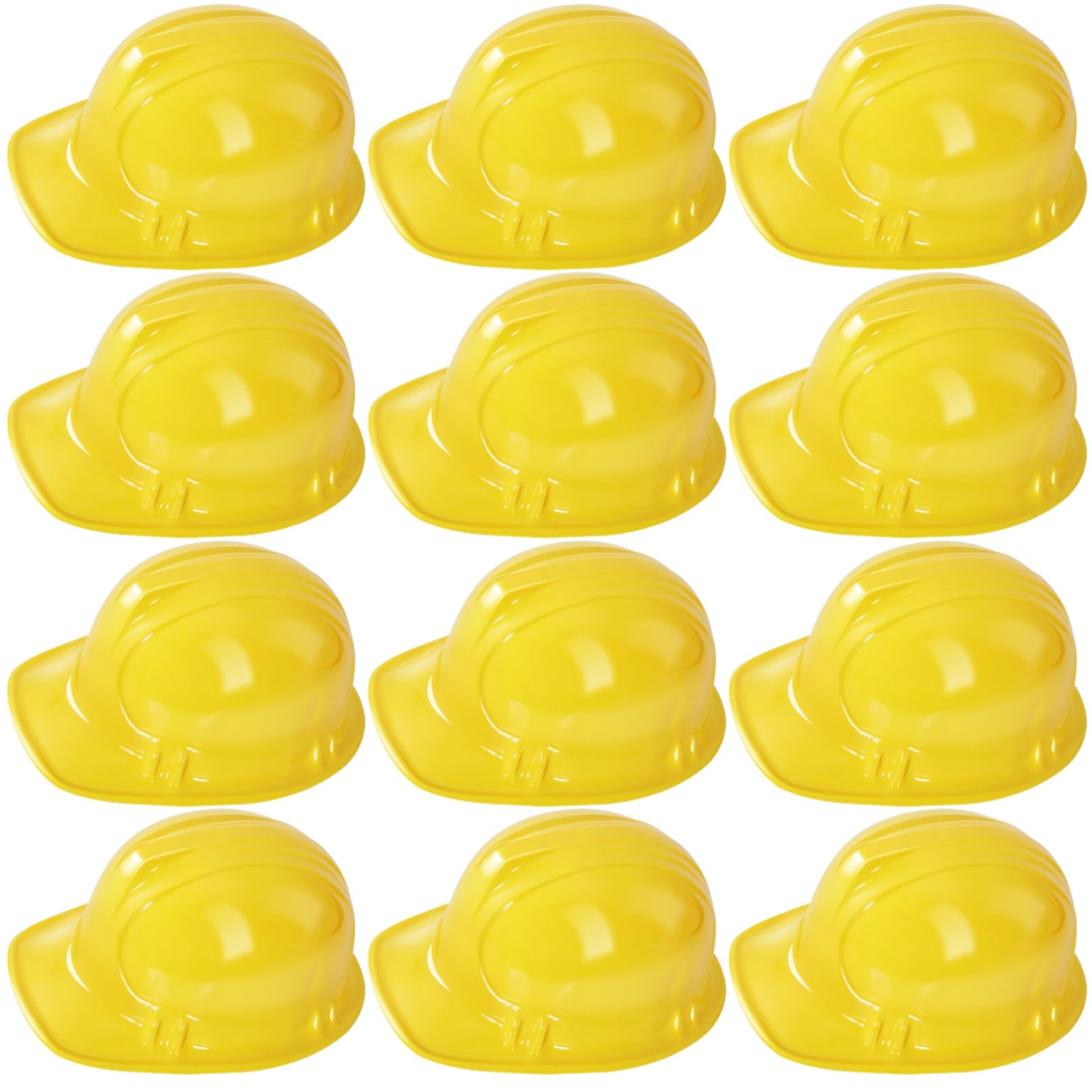 Set 12 Pezzi Casco da Costruzione Morbido Giallo per Bambini - Cappelli Protettivi, Accessorio per Feste