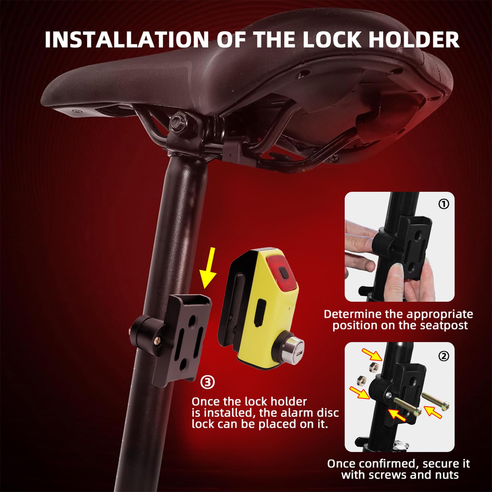 Antivol Moto avec Alarme 110dB, Rechargeable USB et Feu Arrière - Bloc Disque Haute Sécurité, Câble Escamotable 1.2m et Sac de Transport Inclus - Universel 7mm pour Moto, Scooter, Vélo