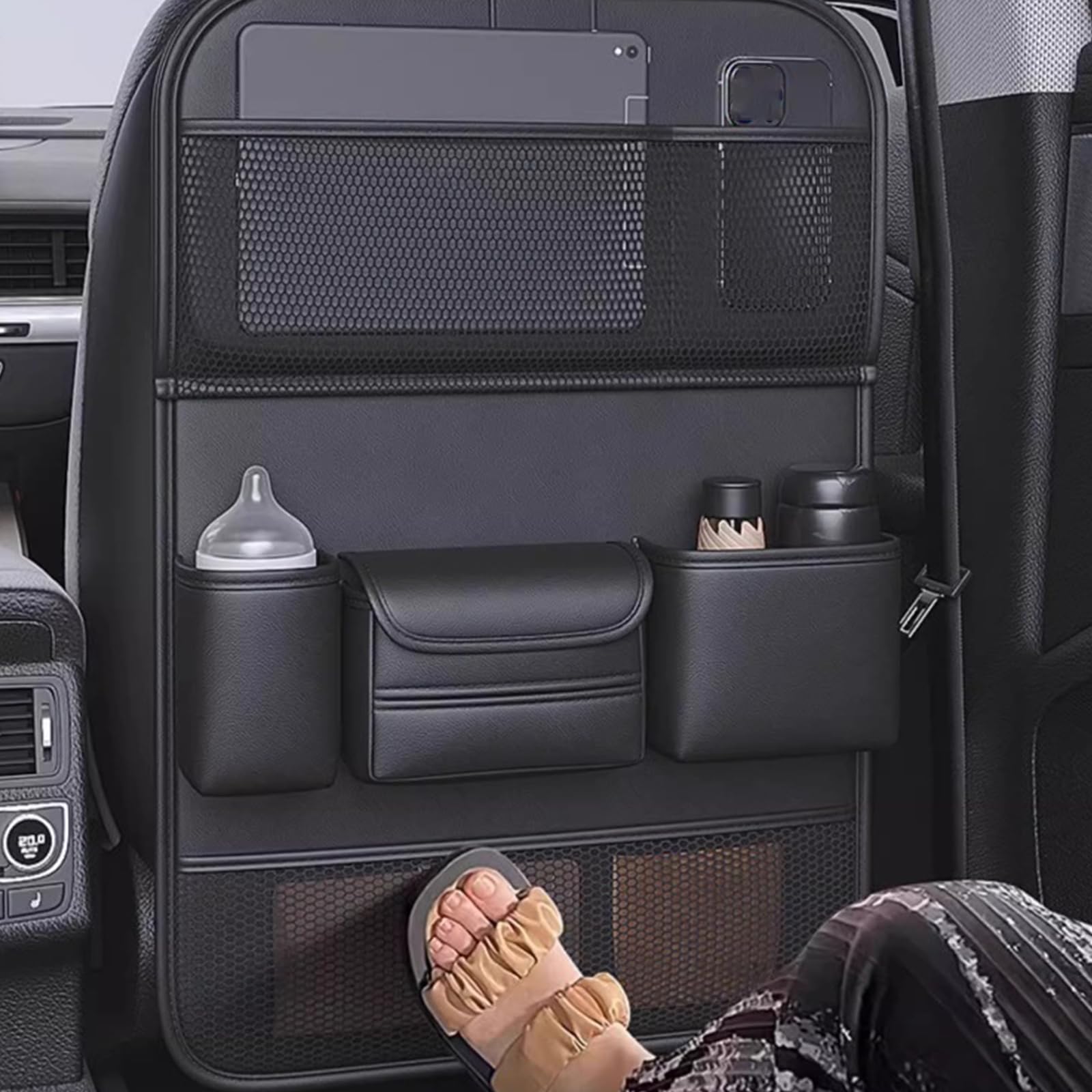 Organizador Auto Niños 2 Piezas, Mesa Plegable y Funda Asiento | Material Impermeable. Para Viajes en Familia. Protege el Asiento. Para Tabletas, Juguetes y Biberones