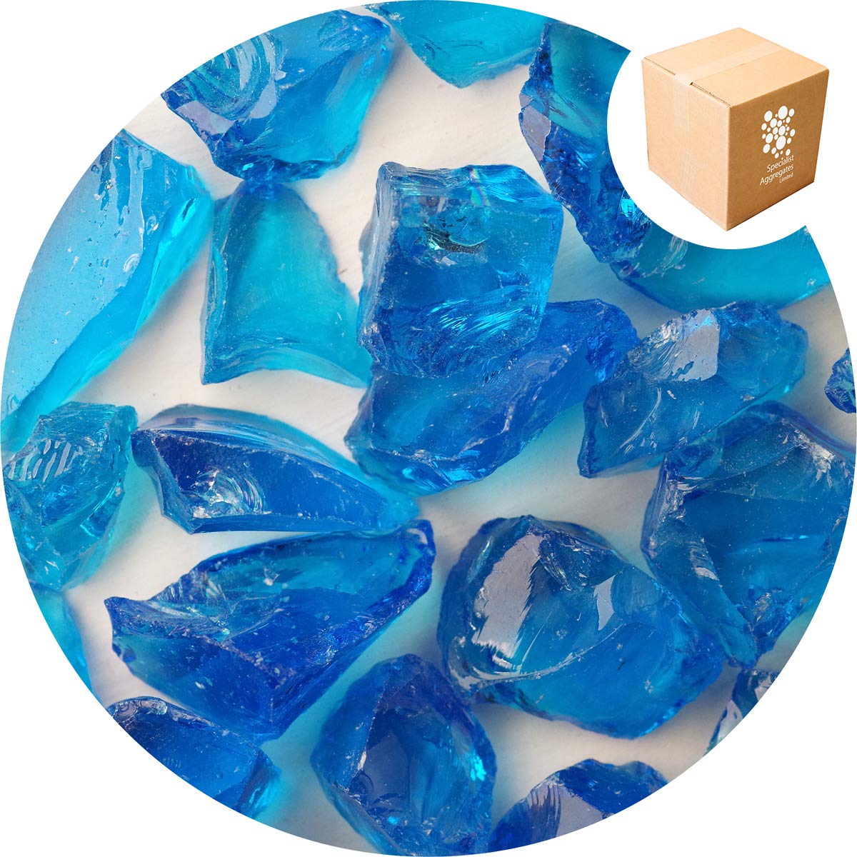 Specialist Aggregates ® - 4kg Enviro Glass Gravel (LARGE) - Aqua Blue - Decorative Gravel/Stones | Weddings | Events | Memorials | Photography | Home | Garden | Vases | Art | Craft | UK — image 1
