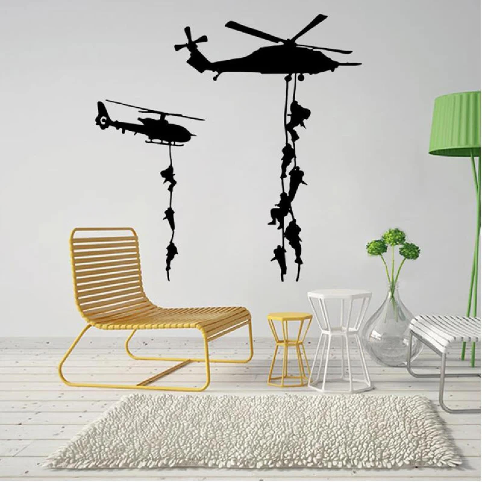 YOUOUSI Helicopter Soldier Military Game Player wall Stickers wall Art Decals Children's playroom Bedroom Living Room Walls