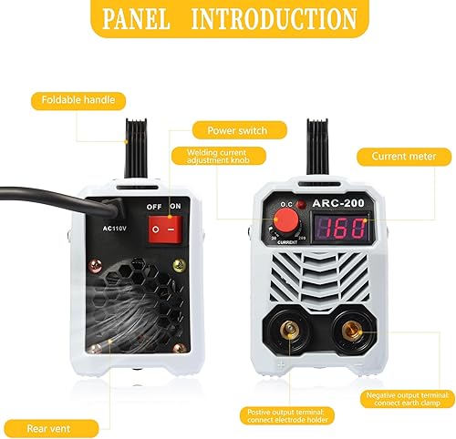 Miniatura 4 de Mini máquina de soldadura 110V ARC200 soldador de palo máquina de soldadura eléctrica, soporte de electrodo de soldadura martillo de escoria hogar