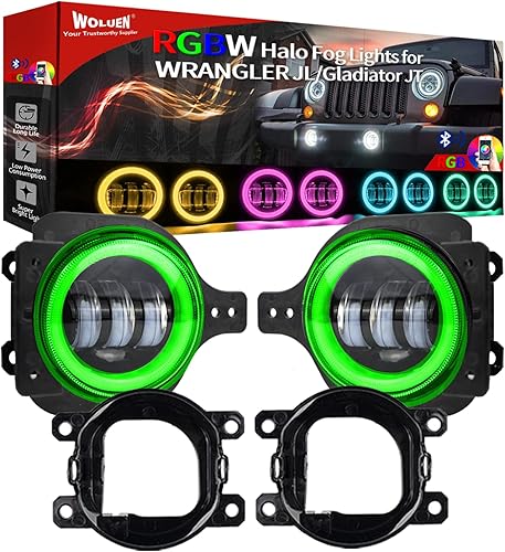 Miniatura 6 de Luz antiniebla de 4 pulgadas para Wrangler JL Gladiator Sport Luces antiniebla con halos RGBW Compatible con 2018-2023+ Wrangler JL JLU Unlimited