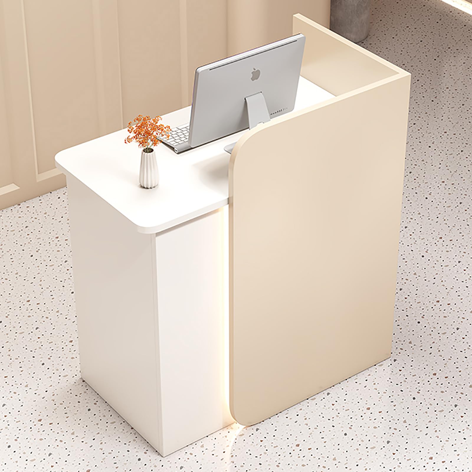 Empfangstheke Holz 80×45×100CM mit Schubladen und Schränken für Büro Hotel Salon