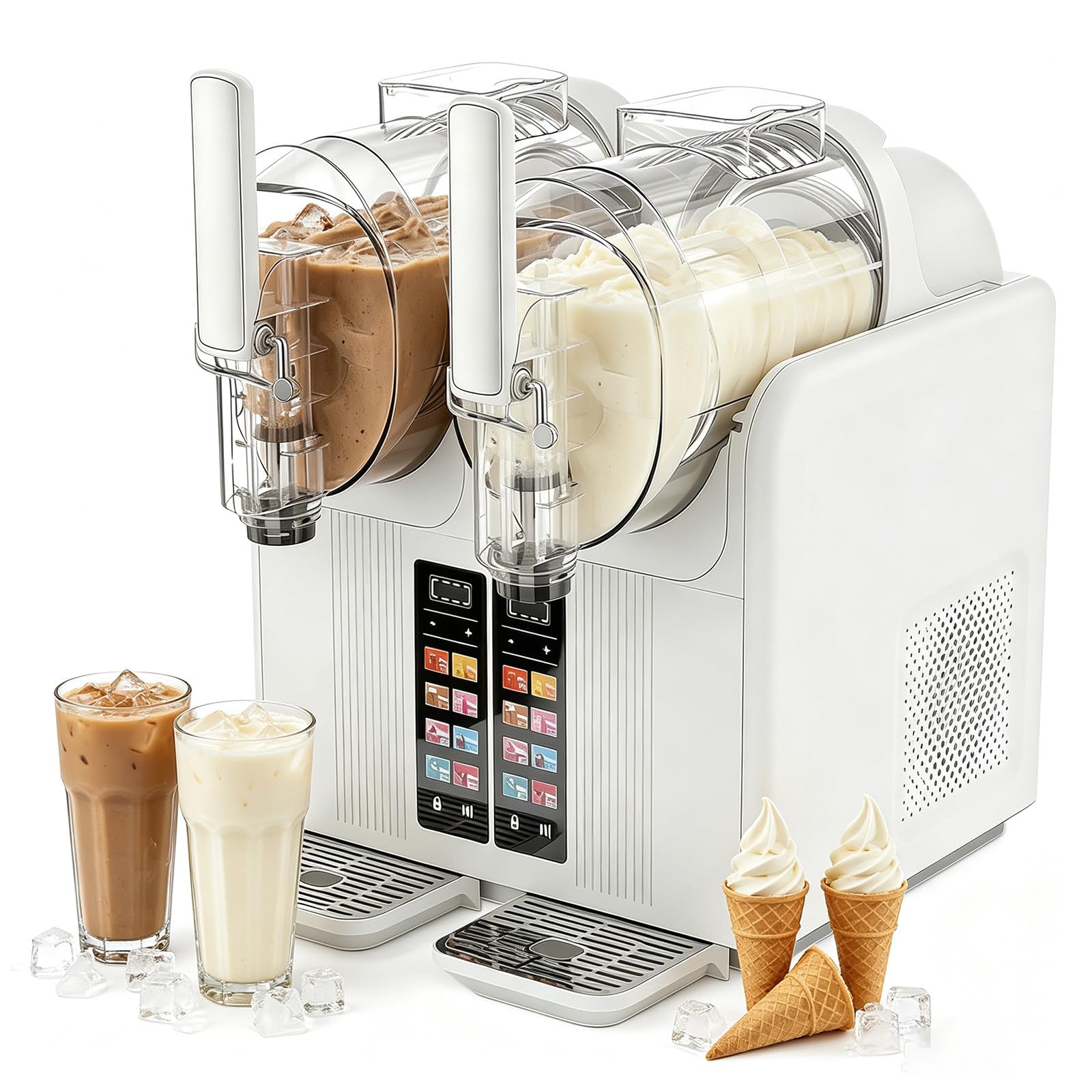 Máquina De Granizados Doble para El Hogar Y Comercio 4l Granizadora Eléctrica 430w De Enfriamiento Rápido Dispensador De Bebidas Y Helado para Hostelería Bar White