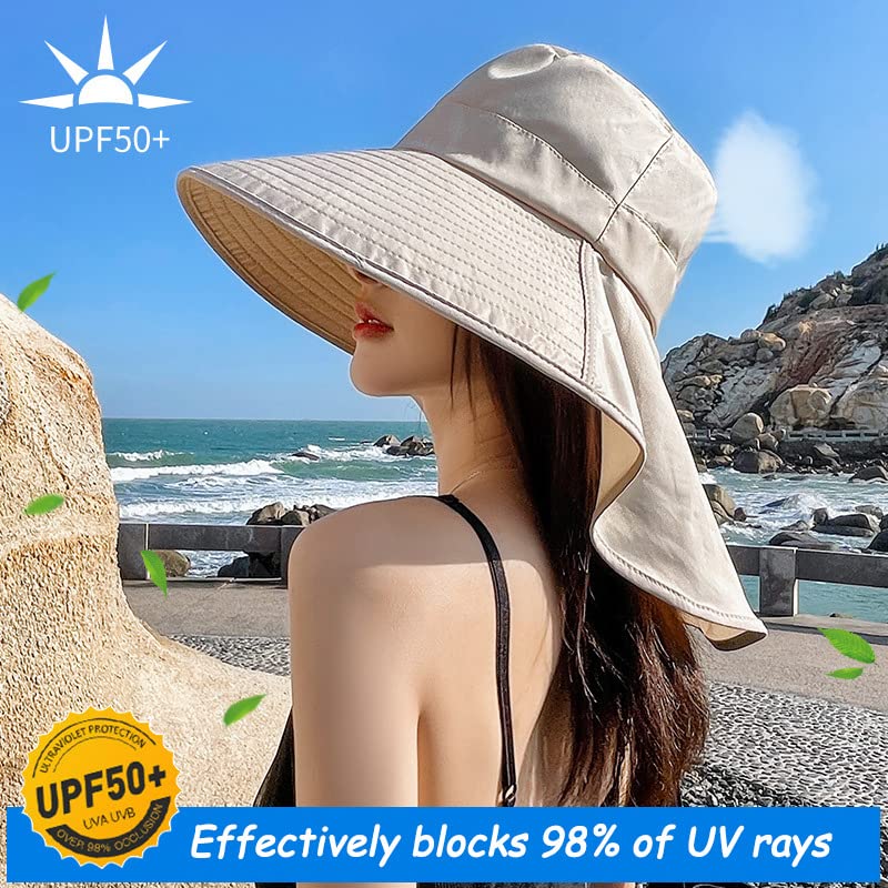 Sombrero de verano para mujer con ala ancha y protección UV miniatura 3