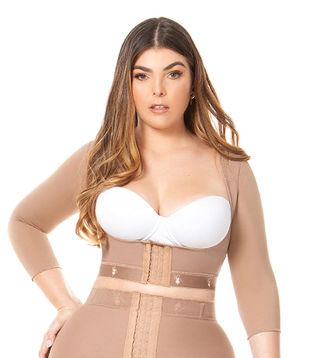 FAJAS MELI'BELT Melibelt 5024 Upper Arm Compression Post Surgical Shaper - Posture Corrector for Women (Mocca, Small)
