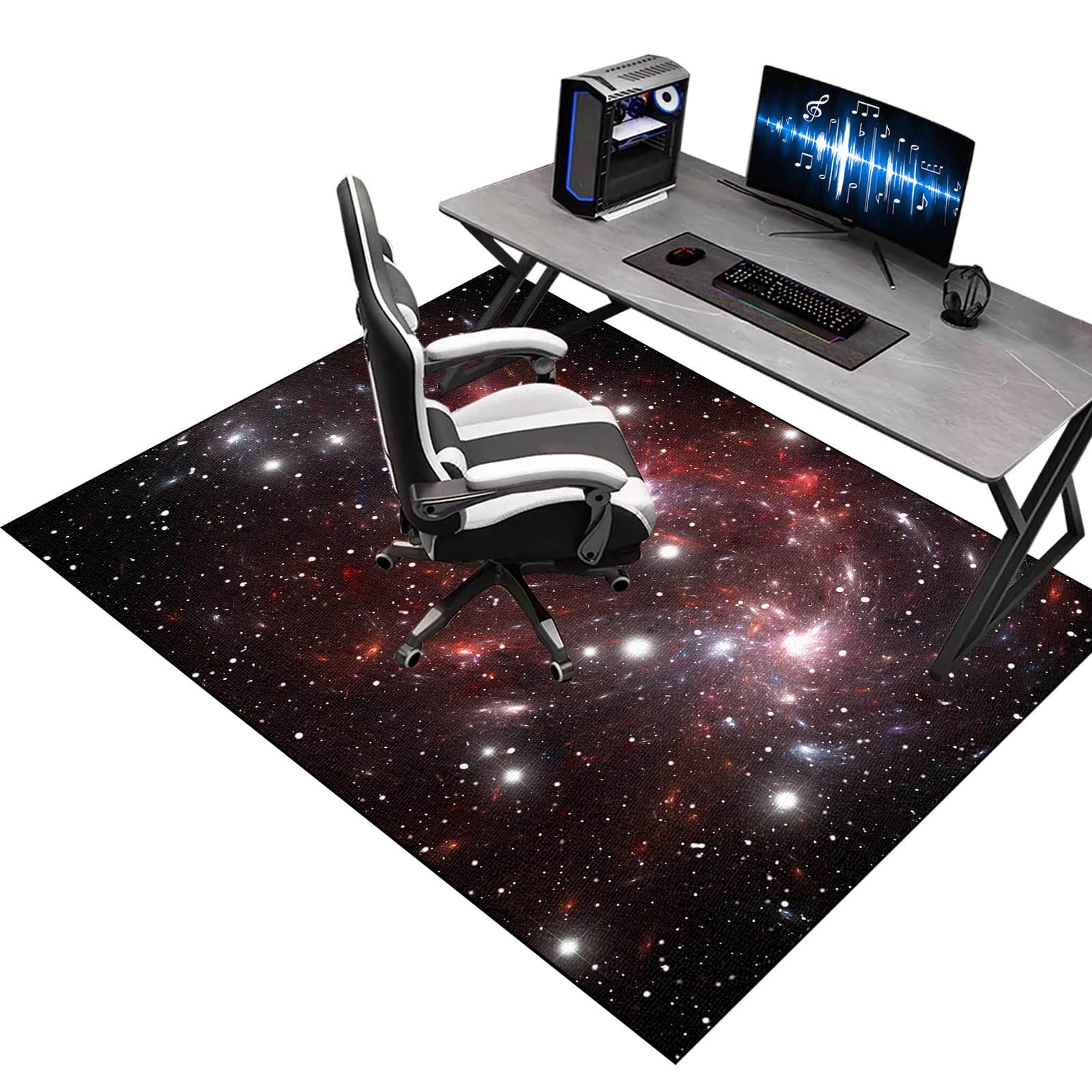 Mata pod fotel gamingowy do biura i podłóg z twardego drewna, wytrzymała mata ochronna na krzesło do toczenia, 90 x 120 cm, antypoślizgowy dywan do gier na twardą i płytkową podłogę, mata na biurko