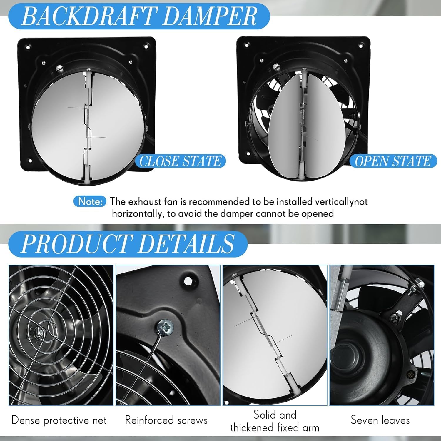 Ventilatore di estrazione da 6 pollici, estrattore d'aria, ventilazione da parete, silenzioso, bagno, garage, 40 W, 220 V, ventilo 1100 m³/h, flusso d'aria e 50~60 dBA