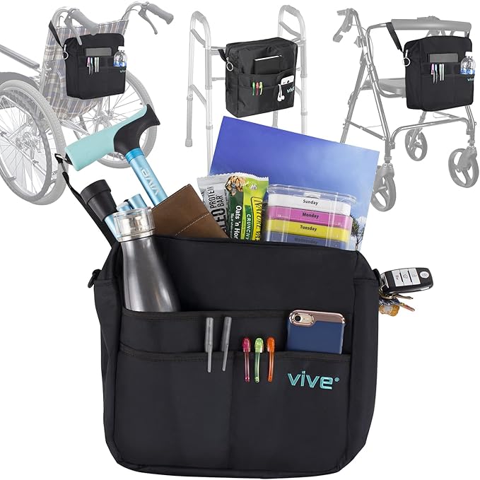 Vive Wheelchair Bag for Accessories Fits Walkers, Rollators, and Chairs
