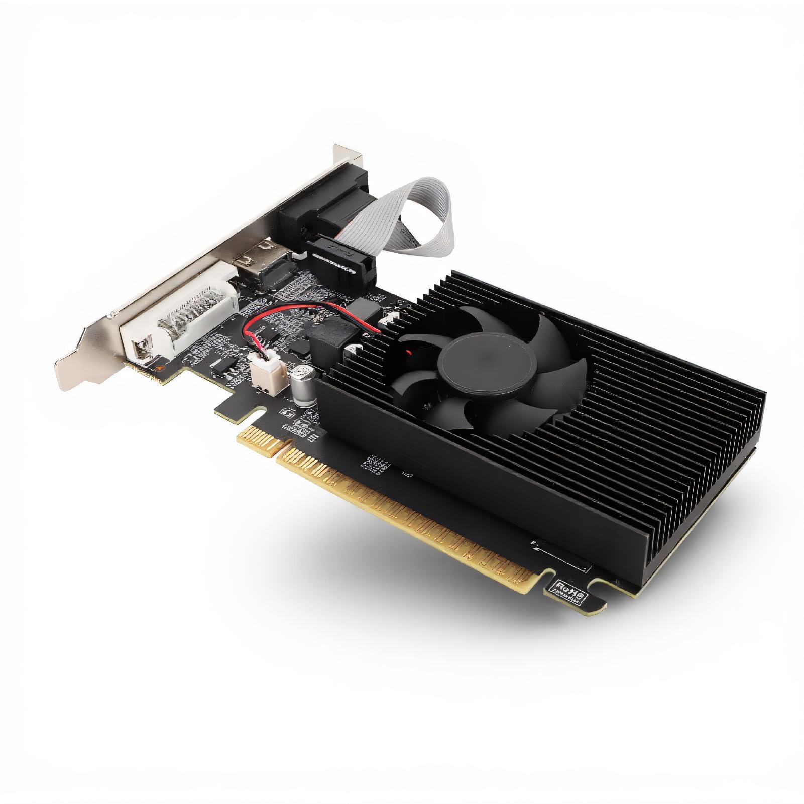 Karta Graficzna GT 730 4 GB DDR3 128-bitowa Dyskretna Karta Graficzna z Wentylatorem Chłodzącym do Komputerów Stacjonarnych, Obsługa Interfejsu Multimedialnego HD VGA Port DVI