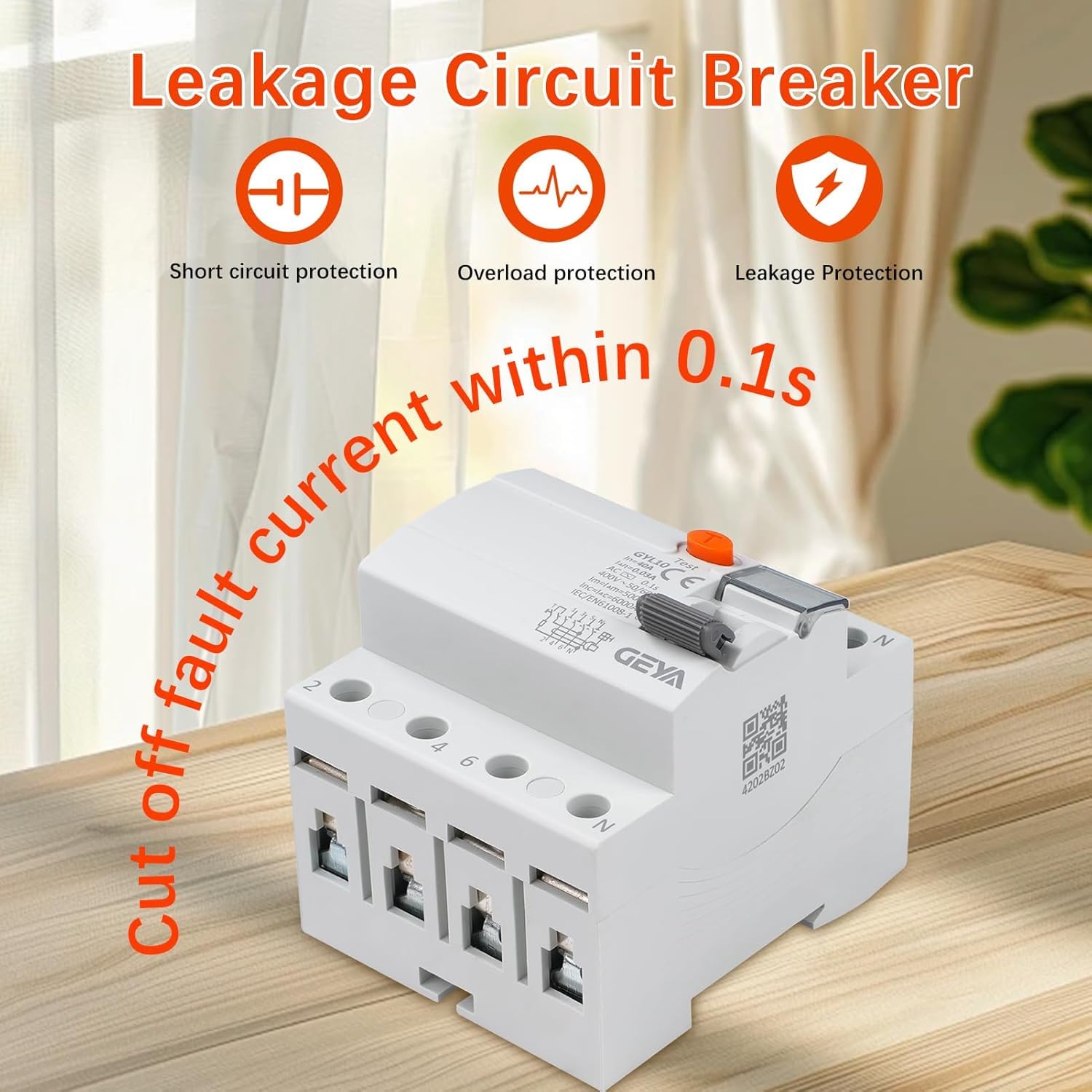 DEWIN RCD, GYL10 FI RCCB RCCB RCD Switch FI Switch 4P 40A AC 400V, One Color - Image 3