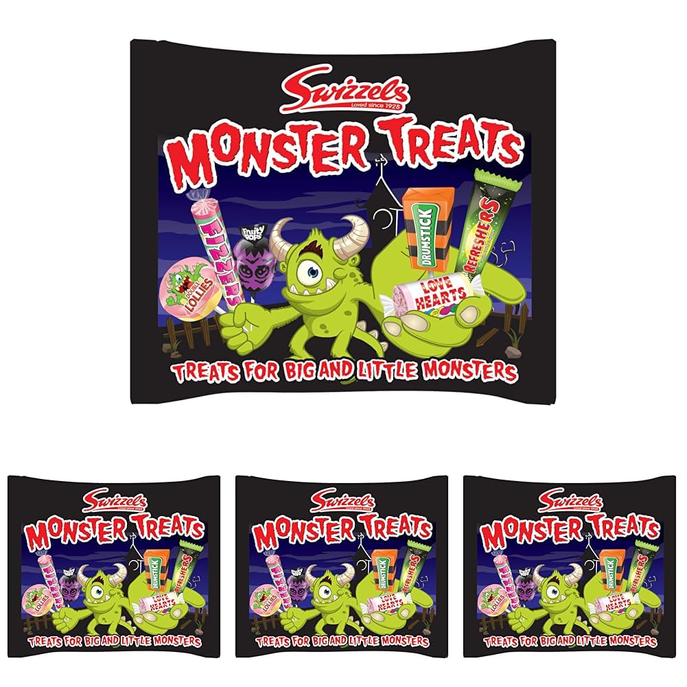 Swizzles Monster Treats Bag 440g - Perfect Halloween Sweets, Fun Swizzles Candy for Trick or Treat, Parties & Sharing (Pack of 4)