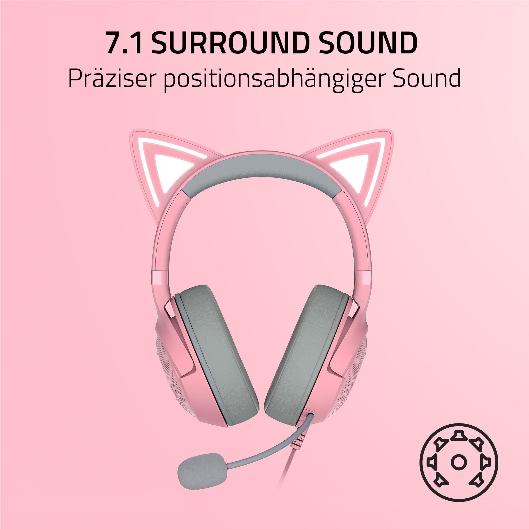Razer Kraken Kitty V2 Pro（Quartz Pink） Razer Kraken Kitty V2 - Wired RGB Headset with Kitty Ears (Stream