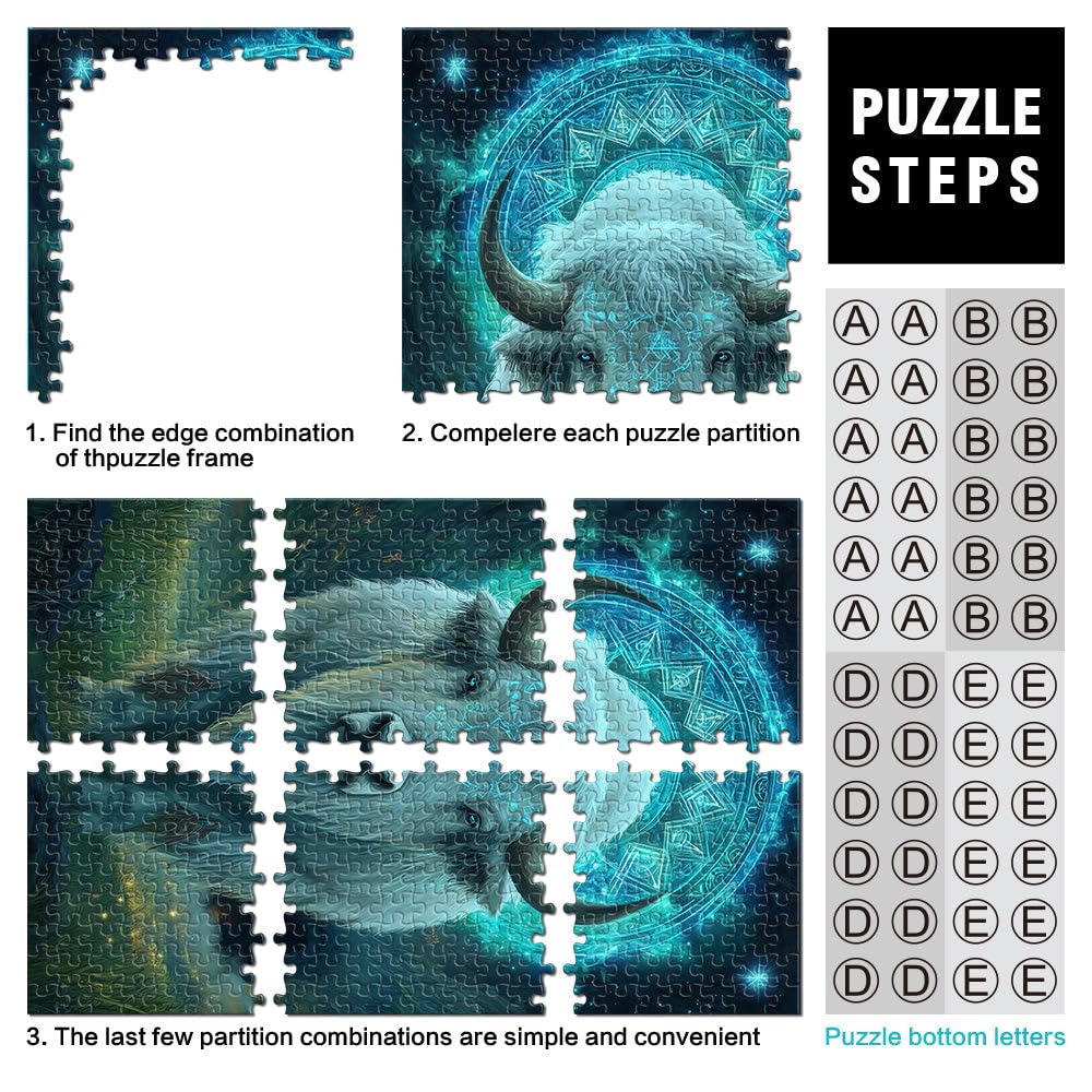 Puzzle 2000 pièces pour Adultes Taureau bête Mythique Fait de Papier，Convient aux 14 Ans et Plus Jeu Familial pour et Collection d'artistes, Beaux-Arts。Taille：70x100cm/27.5x39.3pouce