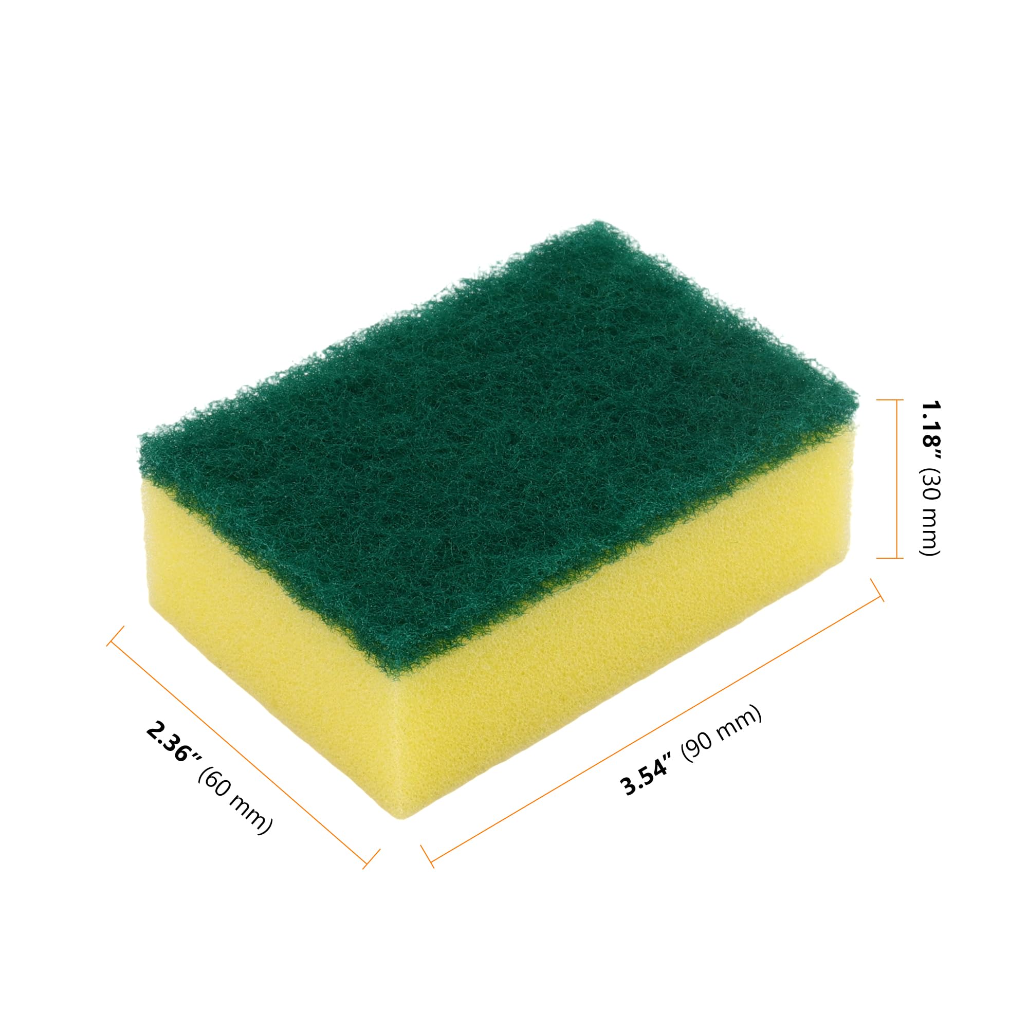 SEUNMUK Confezione da 100 spugne per la pulizia della cucina, 9 × 6 × 3 cm, spugne a doppio lato per piatti, padelle e pentole, spugne per uso domestico, giallo e verde