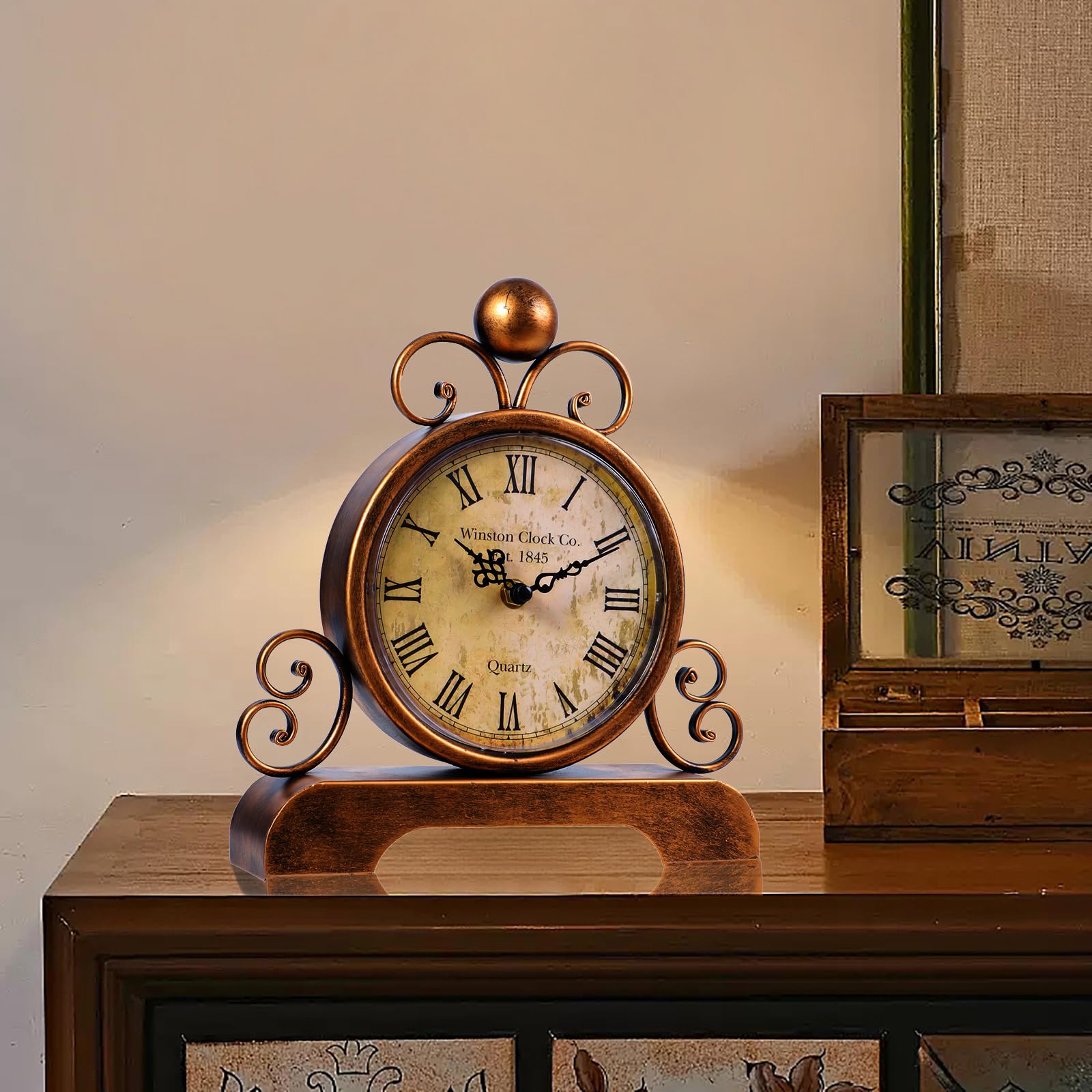 Kaminuhr, Quarz, klassischer Stil, Vintage-Tischuhr, römisch