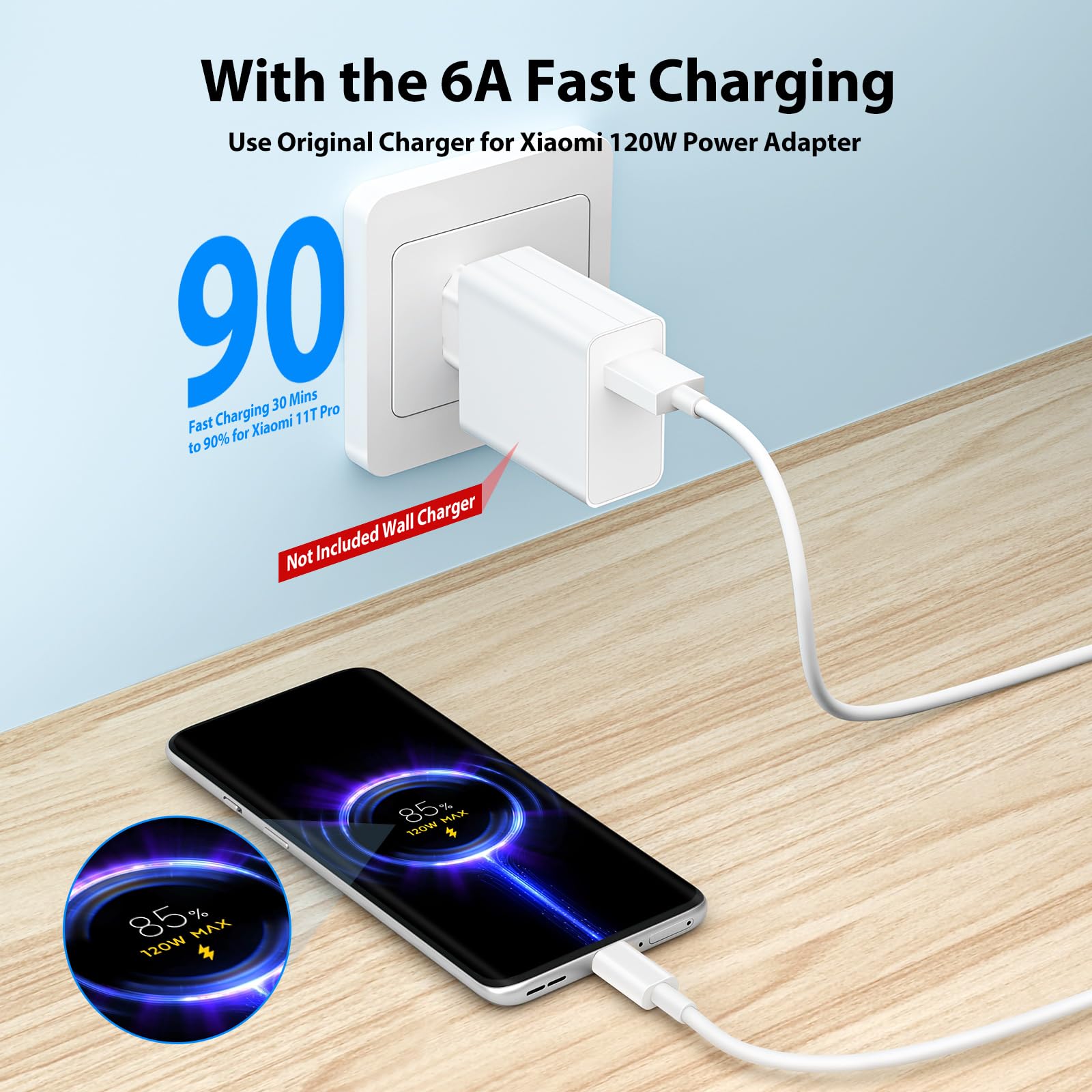 Cavo USB C Angolato 90° 3 Metri – 6A 120W Ricarica Turbo Per Xiaomi Redmi Note 13/12/11/POCO – Trasferimento Dati Veloce - 3