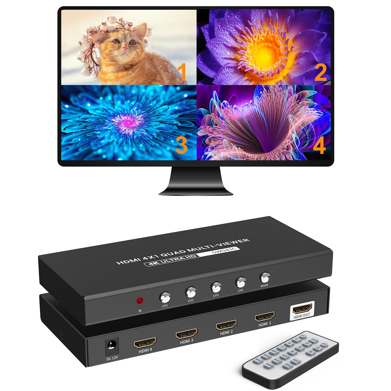 Amazon.com: Arvitek 4K HDMI Multi-Viewer Switch 4x1, 4K@30Hz Quad 