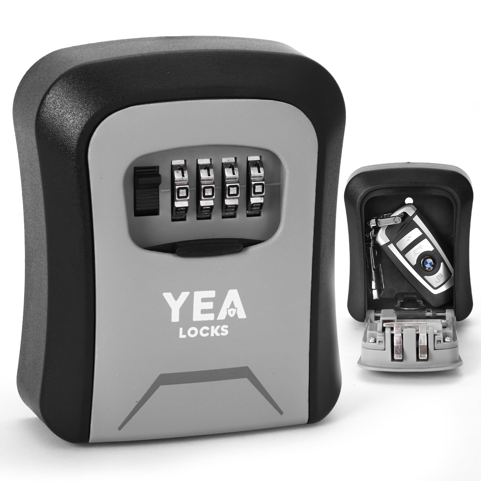 Key Safe Wall Mounted – Heavy Duty 4-Digit Combination Lock Box for Outdoor, Waterproof & Secure Key Lock Box for Spare Keys, Access Cards, and Valuables, Ideal for Home, Office, Garage and Rental
