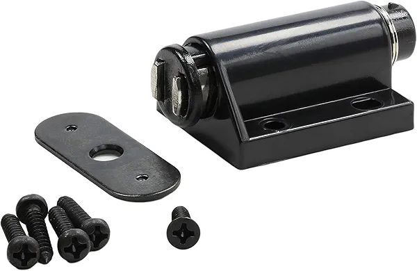 Rok Hardware Magnetic Kitchen Cabinet Furniture Door Touch Push to Open Latch Catch (2 Pack, Black)