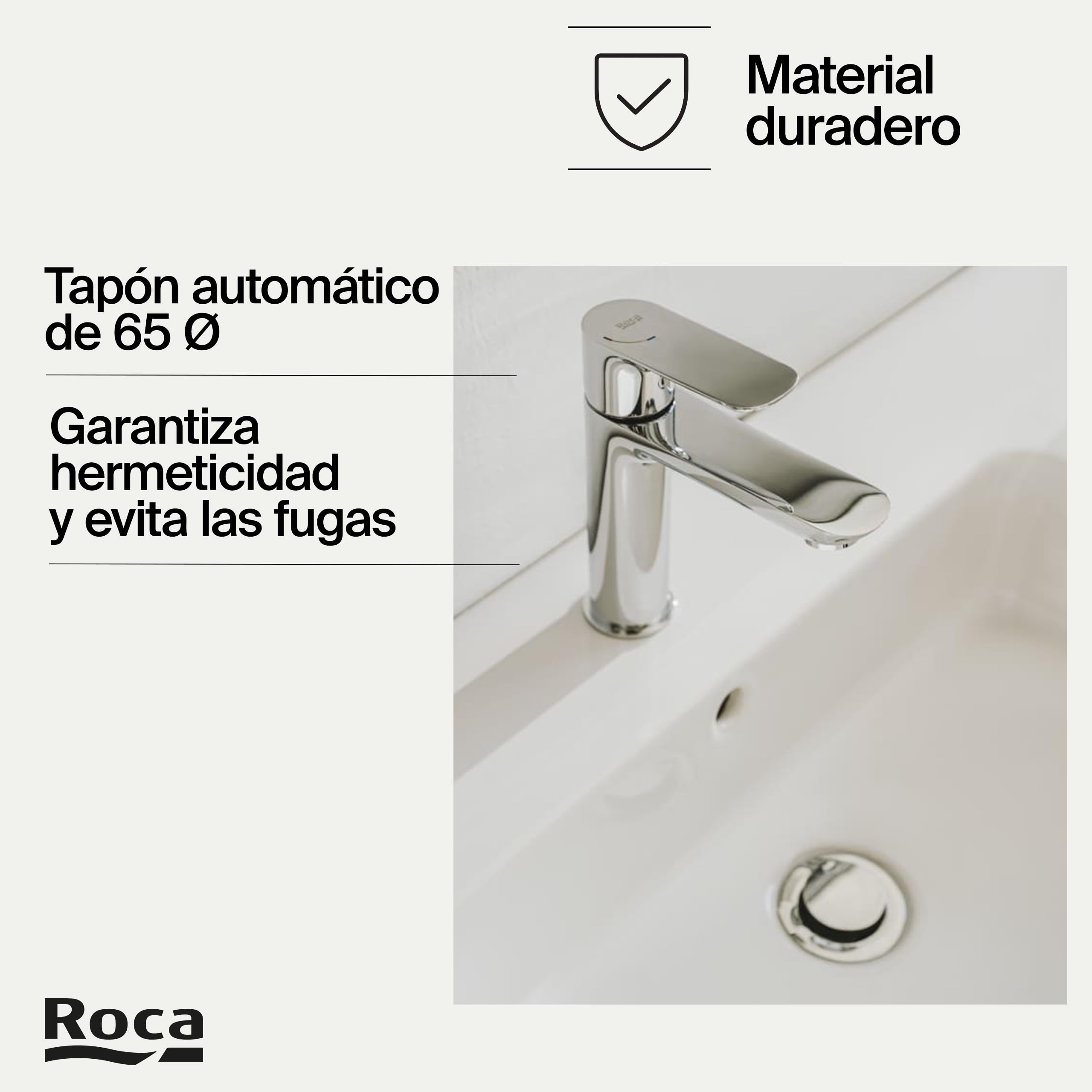 Roca Recambios originales - Desagüe para lavabo/bidé de 1 1/4" con rebosadero y tapón automático . Recambios originales de grifería. Ref. A505400000