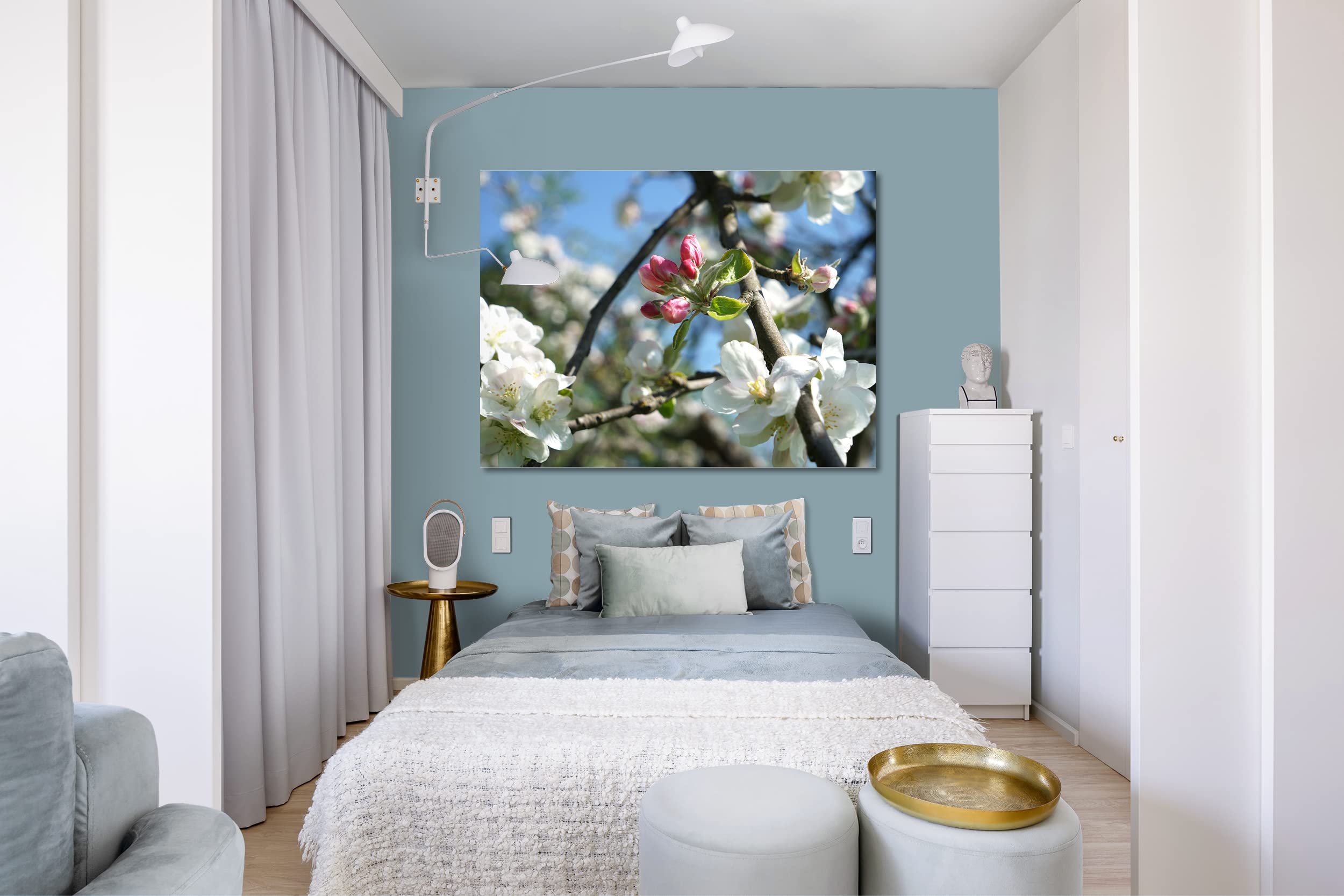 Glücksvilla - Apfelblüten-Frühling 4 (Acrylglas-Bild 5 mm, 100 x 80 cm) | div. Maße - aus DE - Kunstdruck XXL Deko Wandbild quer - Natur Botanik Apfel-Baum Garten Blume Blüte Kirsche Ast Zweig