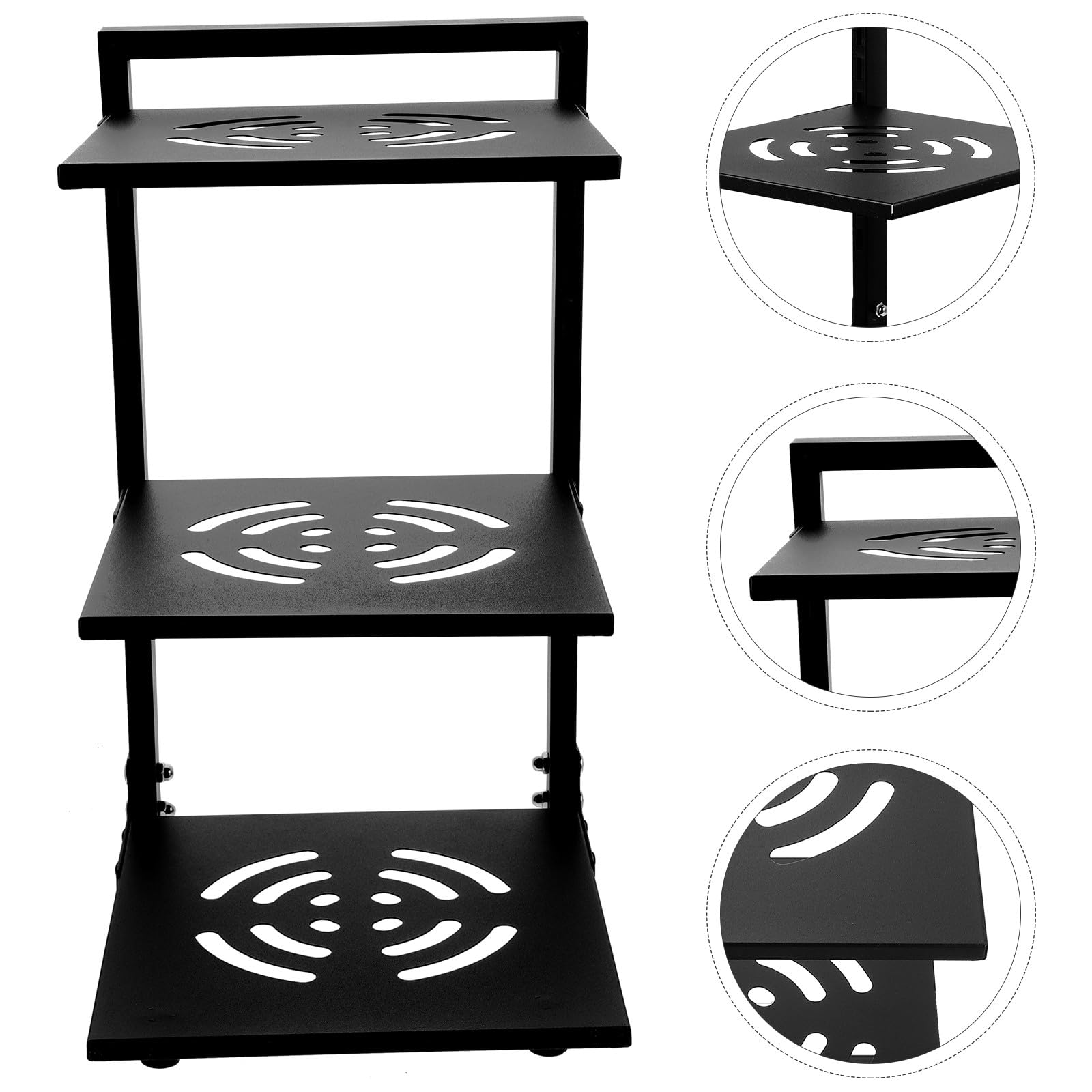 Organizzatore per Pentole e Padelle a 3 Livelli in Acciaio al Carbonio Nero Portata Elevata e Spazi Regolabili, per Armadietto Cucina e Bagno