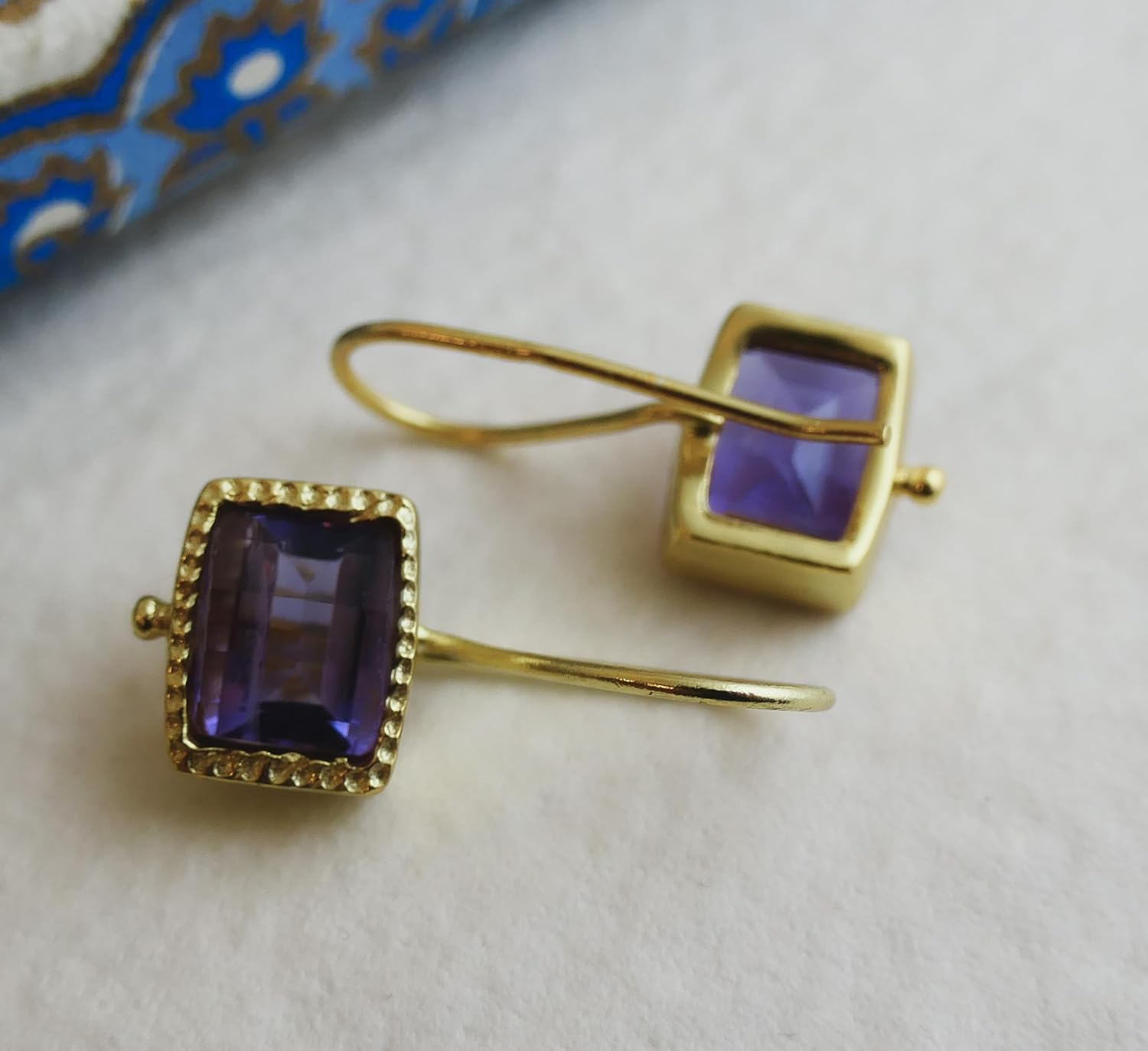 Gemstone Gold Vermeil Drop Earrings - Handmade Jewelry Gift Ideas for Women - Gold Plated Sterling Silver Ear Wires - Image 7