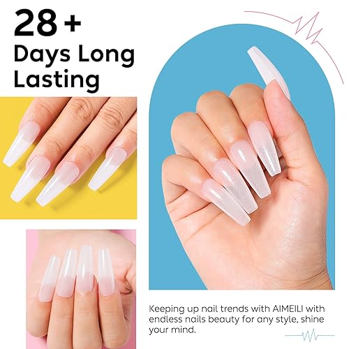 Miniatura 5 de AIMEILI Gel base de goma para uñas, esmalte de uñas de gel transparente UV LED sin hema, 4 en 1 para fortalecer, mejorar, capa base, esmalte de gel