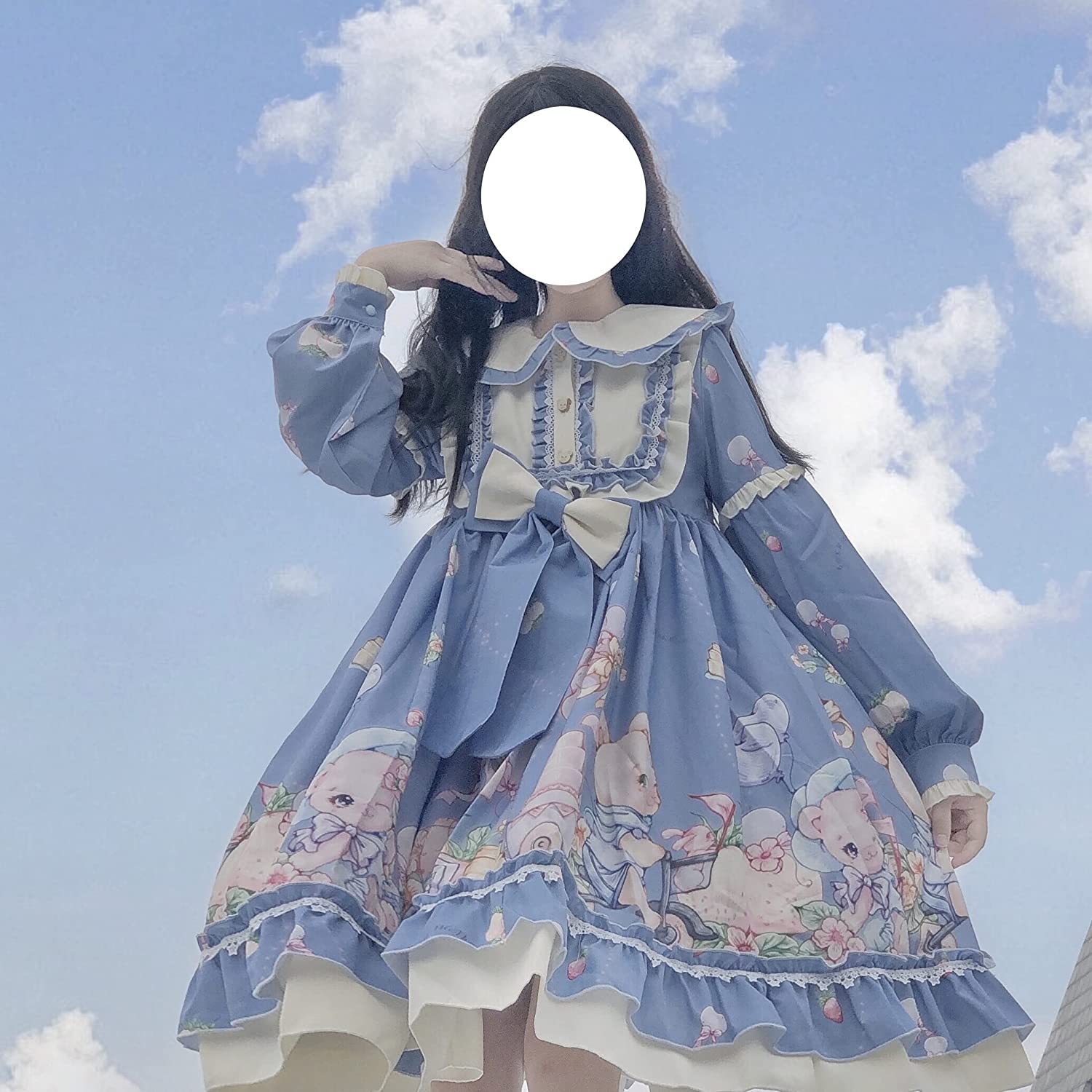 Kawaii Lolita Japonés Dulce Niña Muñeca Infantil Vestido De Fiesta Gótico Dibujos Animados Arco Princesa Vestidos De Fiesta