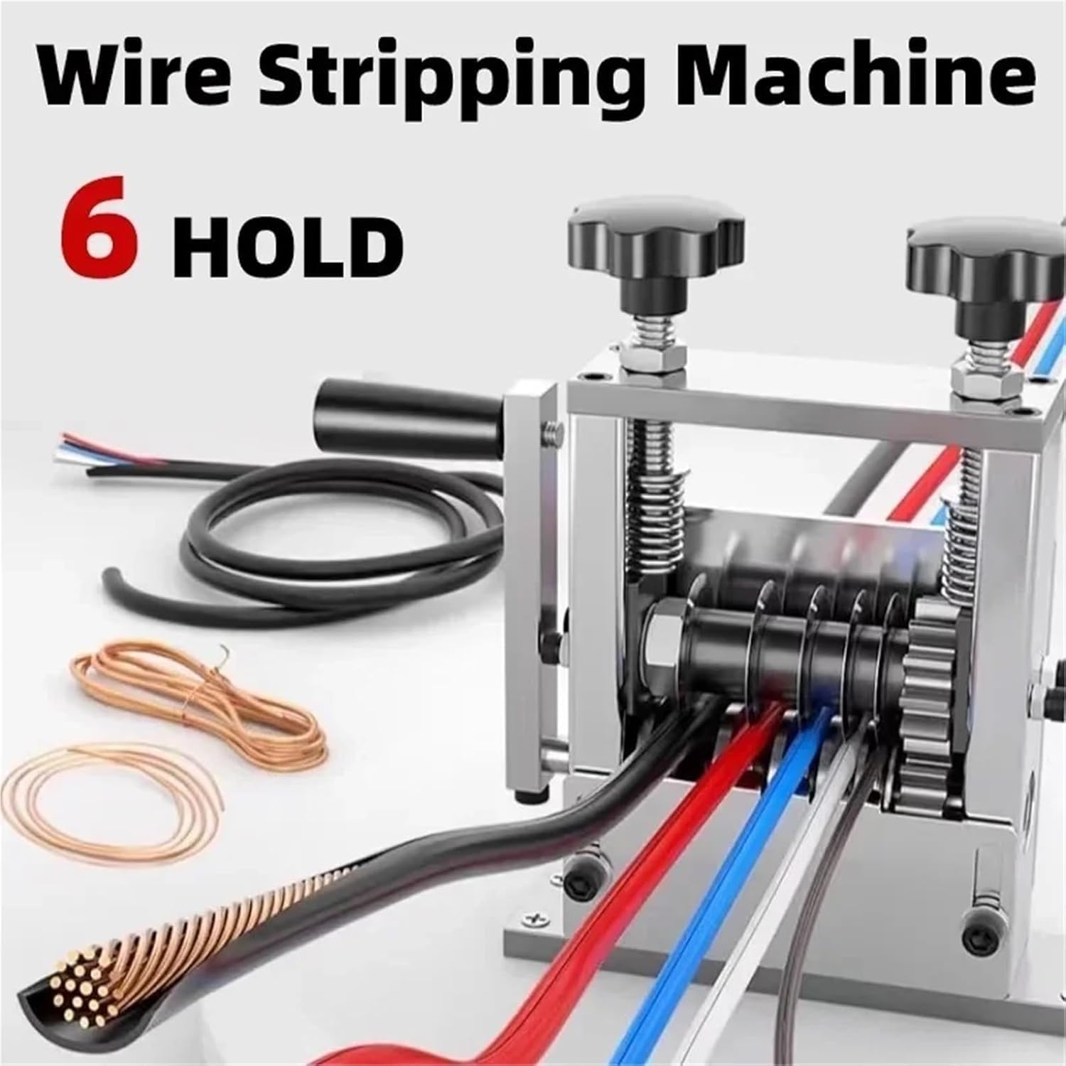 Spellacavi Elettrici, Macchina Spelafili per Cavi da 3-17mm, Spelacavi Manuale con 6 Canali e 5 Lame, Sguainacavi per Il Riciclaggio dei Fili di Scarto, Spelacavi 5 Fili Contemporaneamente