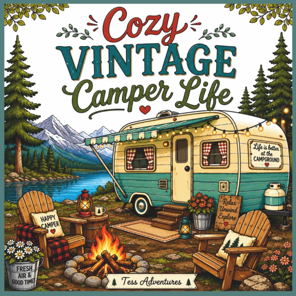 Cozy Vintage Camper Life Coloring Book: Bold & Easy Retro Camping Adventures, Rustic Campfires, Lakeside Getaways, Cozy Camper Interiors, Mountain ... Camping for Relaxation and Stress Relief