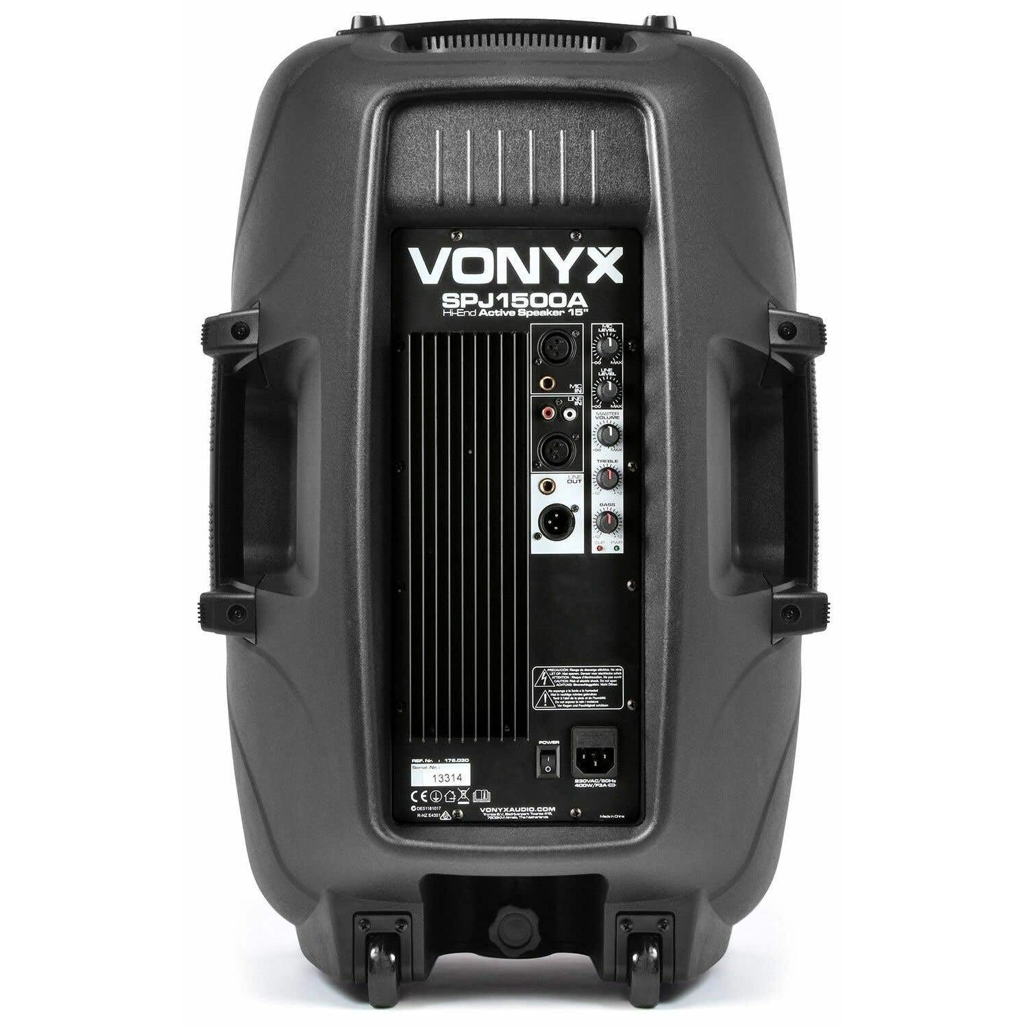 Vonyx SPJ-1500A 15" Aktivlautsprecher Set 1600W – PA Lautsprecher mit Stativ & Tasche – 2X 15 Zoll Aktivboxen mit integriertem Verstärker, EQ & Mikrofoneingang – DJ Lautsprecher Komplettset