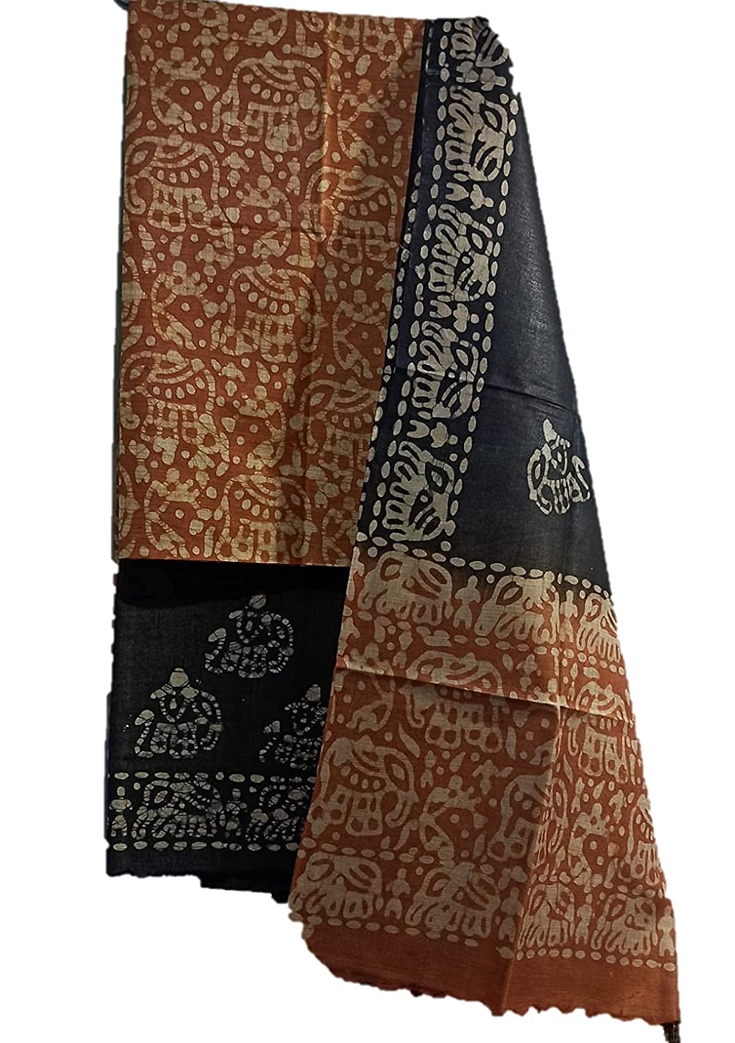 Women's Cotton Silk Batik Print Unstitched Salwar Suit Dress Material with Duputta