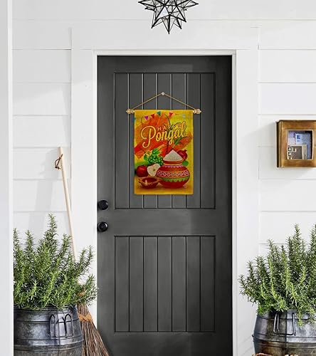 Miniatura 12 de Tapiz de pared Happy Pongal, decoración del hogar, pancarta de arpillera, patio, porche, césped, jardín, bandera, mástil, decoración de habitación,