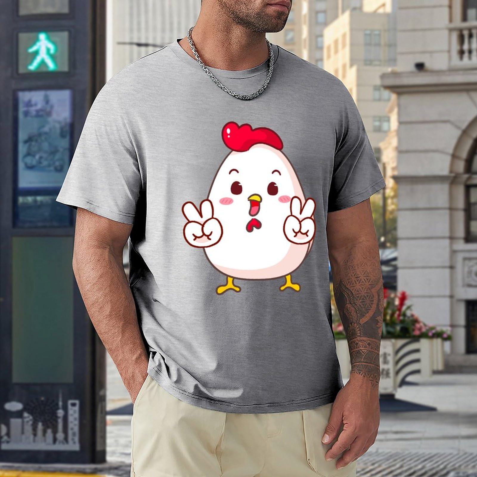 Amazon.co.jp: Tシャツ メンズ かわいい 鶏 チキン ニワトリ 半袖