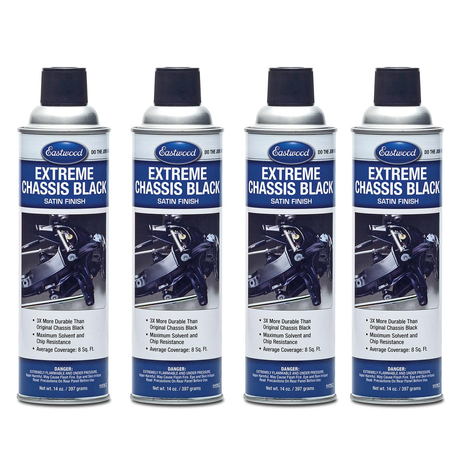 Eastwood Extreme Chassis Black Satin Aerosol Spray Paint | Car and Truck Chassis Frame Paint | Black 14oz Aerosol | 4 Pack