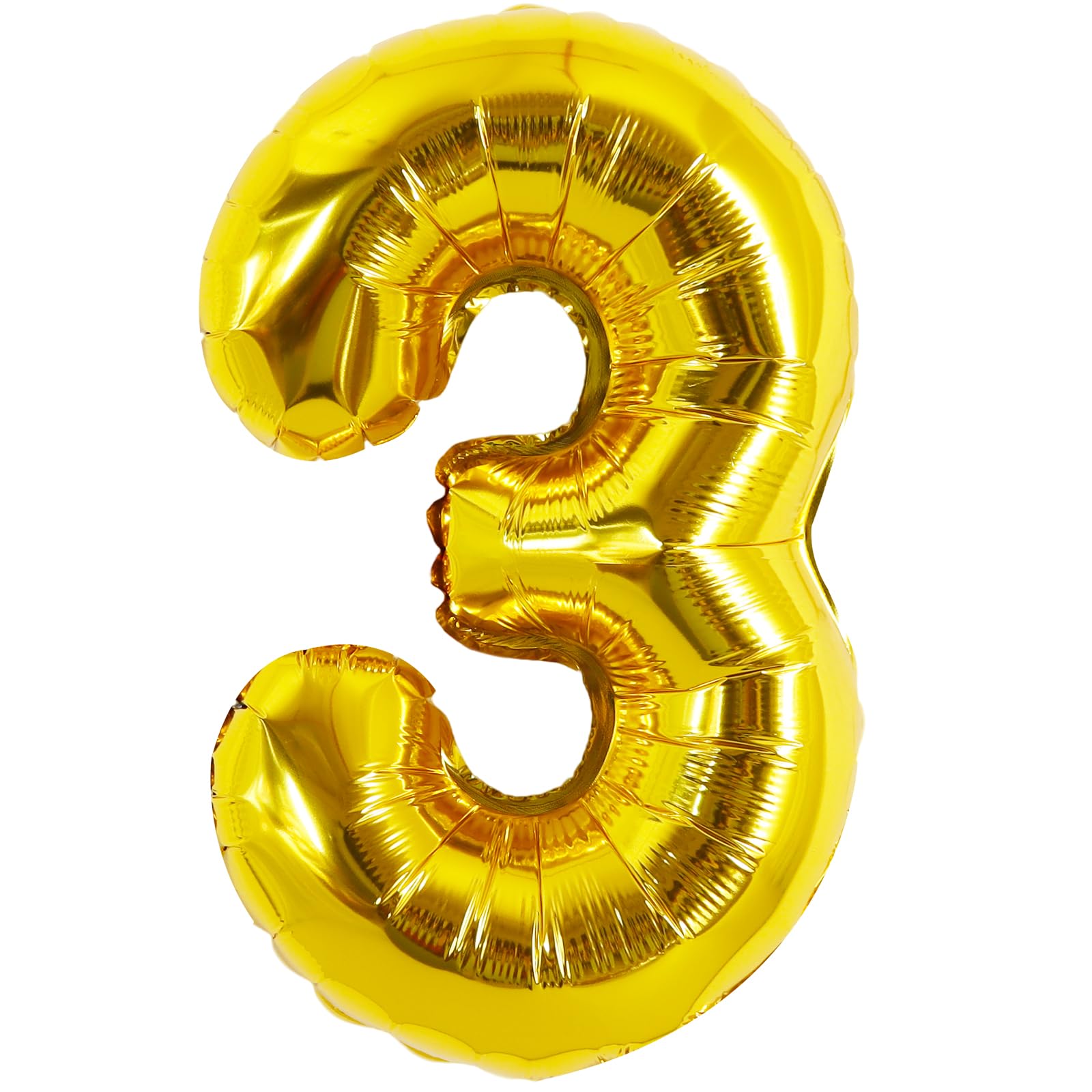 TONIFUL 16 Inch Gold Number 3 Balloon for 3rd Birthday Party Decorations