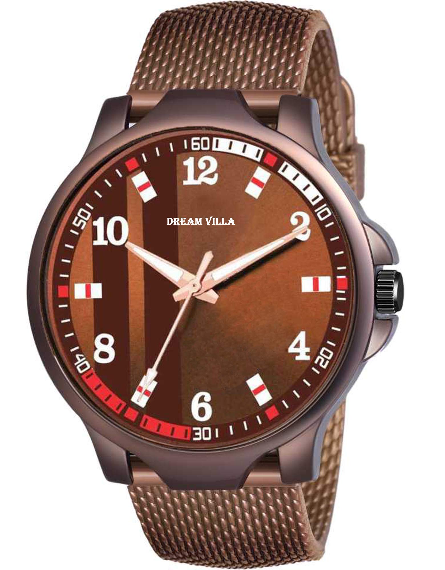 DREAM VILLA Analog Round Case Silicone Strap Casual Wrist Watch for Men and Boy Watch (Brown) (B08HNBCYH2) Amazon Price History, Amazon Price Tracker