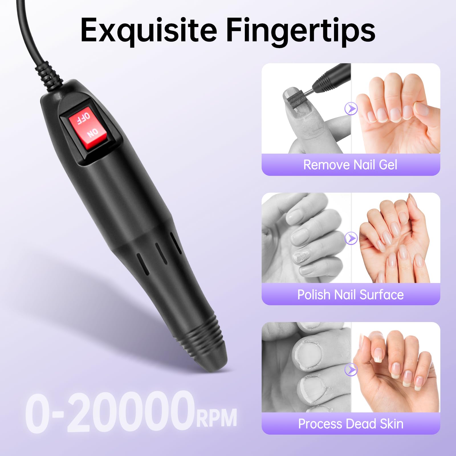Juego completo de manicura de 36 W, con cortaúñas, extensión de uñas para kit de iniciación