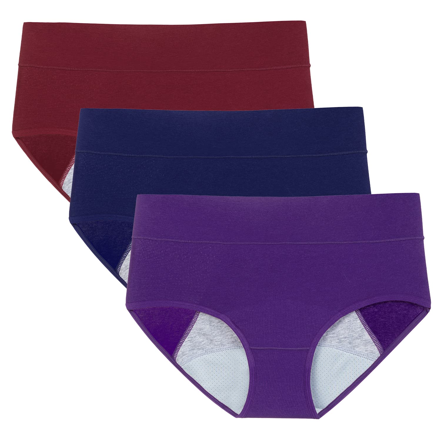 POKARLA Womens High Absorbency Period Cotton Underwear Heavy Flow Leakproof Panties Regular Plus Size